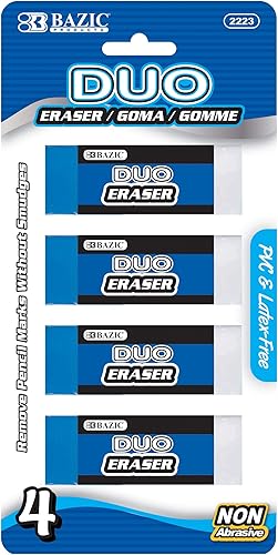 BAZIC Borrador de vinilo de dos tonos (4 unidades)