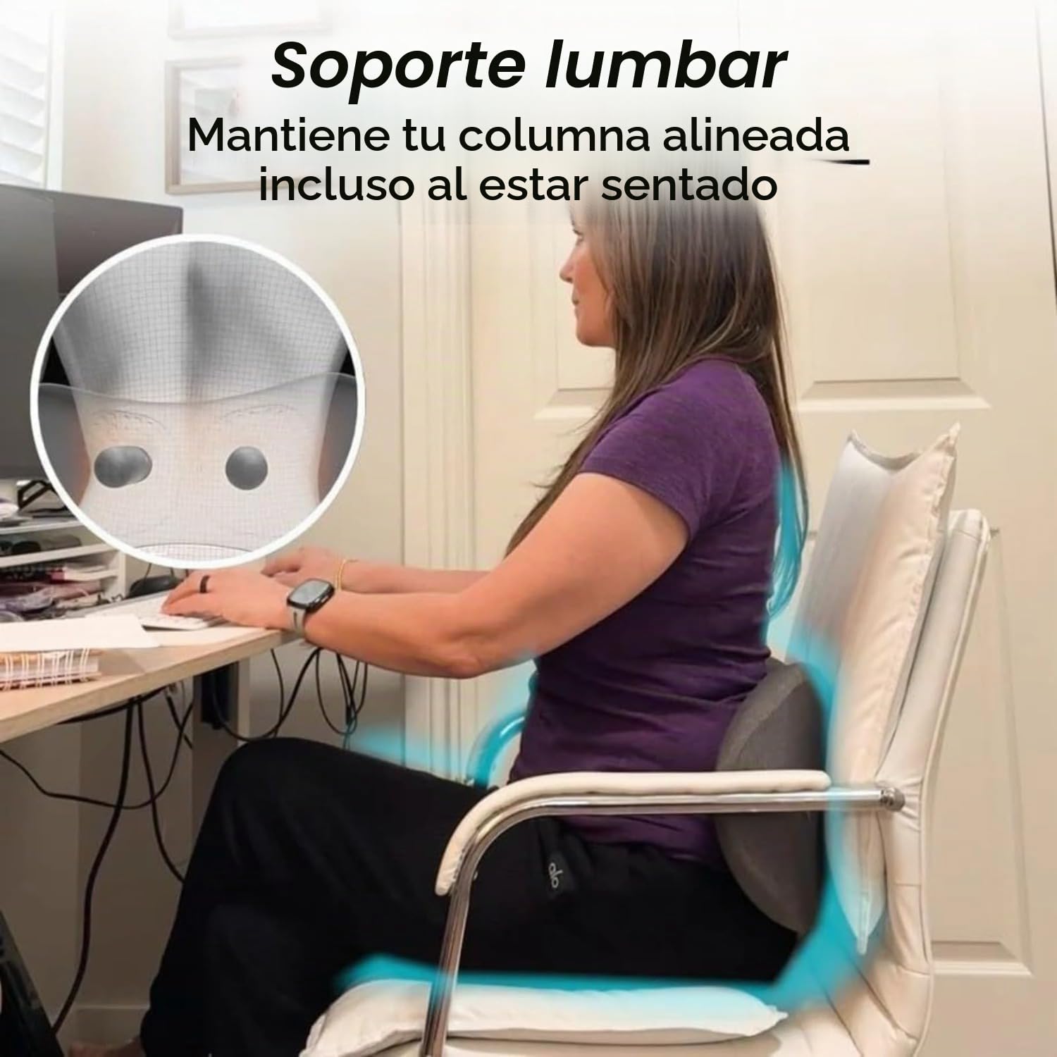 SomniX Masajeador Lumbar — Masajeador Terapéutico Triple Fusión,Levantamiento De Tracción,Masaje De Vibración Y Compresa De Calor,for Cuello, Hombros Y Espalda,Soporte Lumbar Ergonómico (Gris)