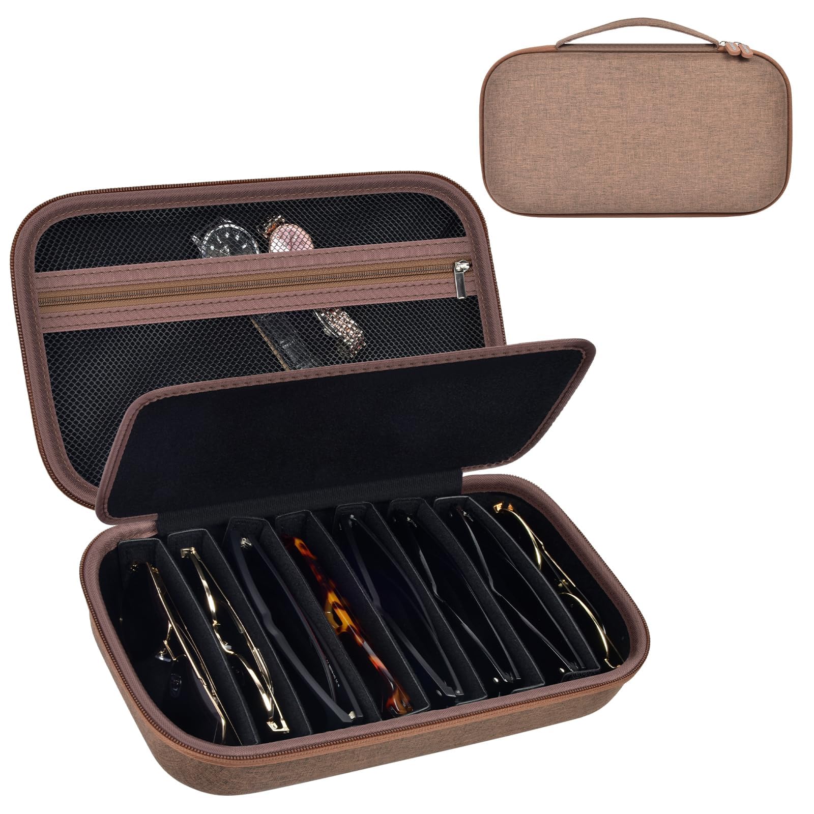 Travel Sunglass Organizer Case for 8 Pairs Polarized Sunglasses, Storage Box for Multi-style Dressers (Bag Only)-image-11