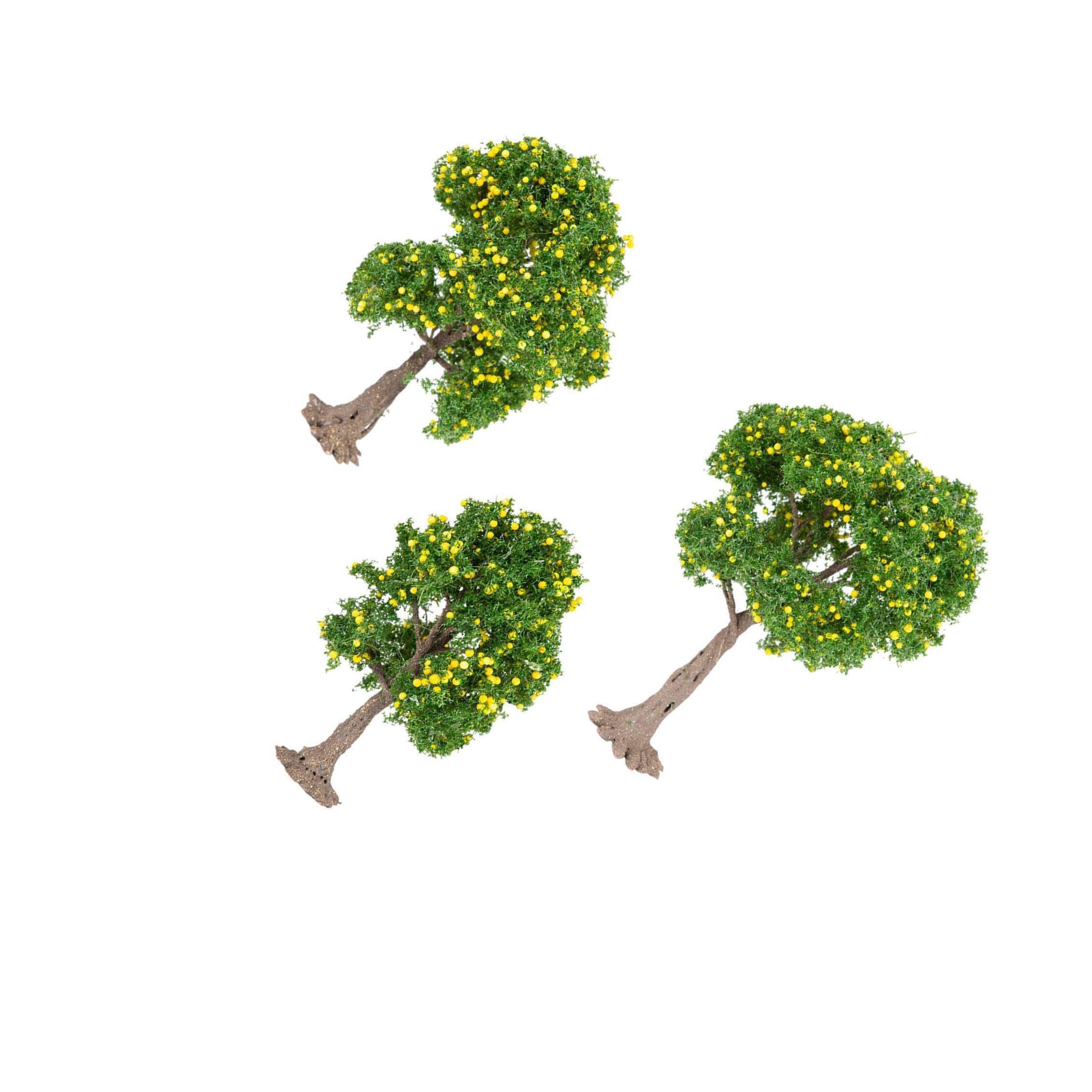 TWISAXC Miniature Tree Model Trees Provide Stunning Scenic Enhancements for Railroad Diorama Layout and Models Miniature Tree Model Train Scenery Diorama, Yellow Fruit Trees
