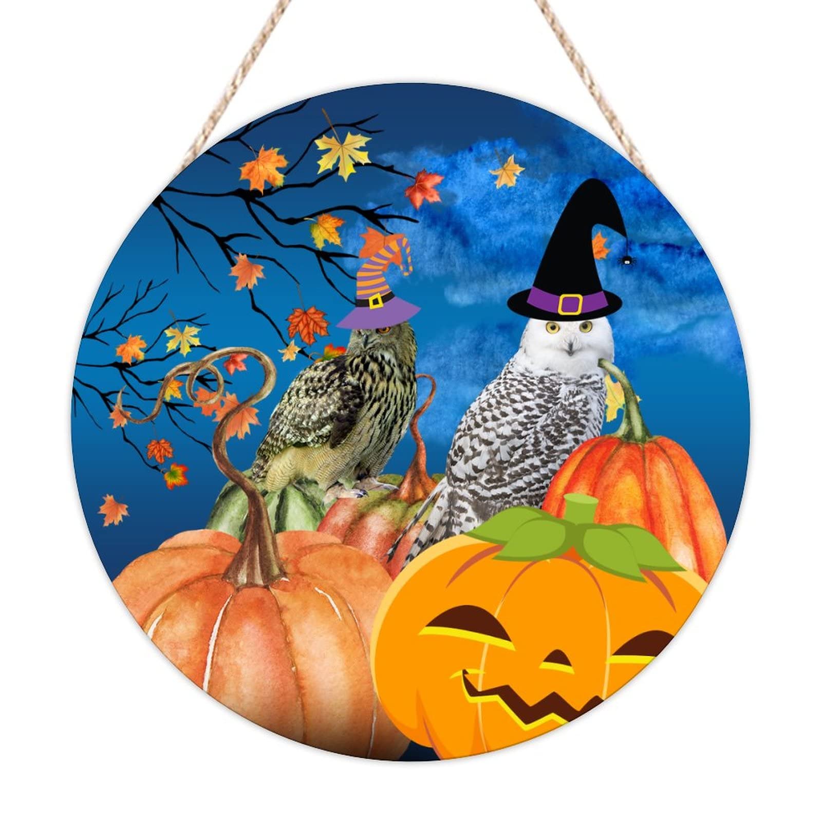Panneau porte Halloween citrouille hibou pour embellir votre salon et vos fenêtres d'automne