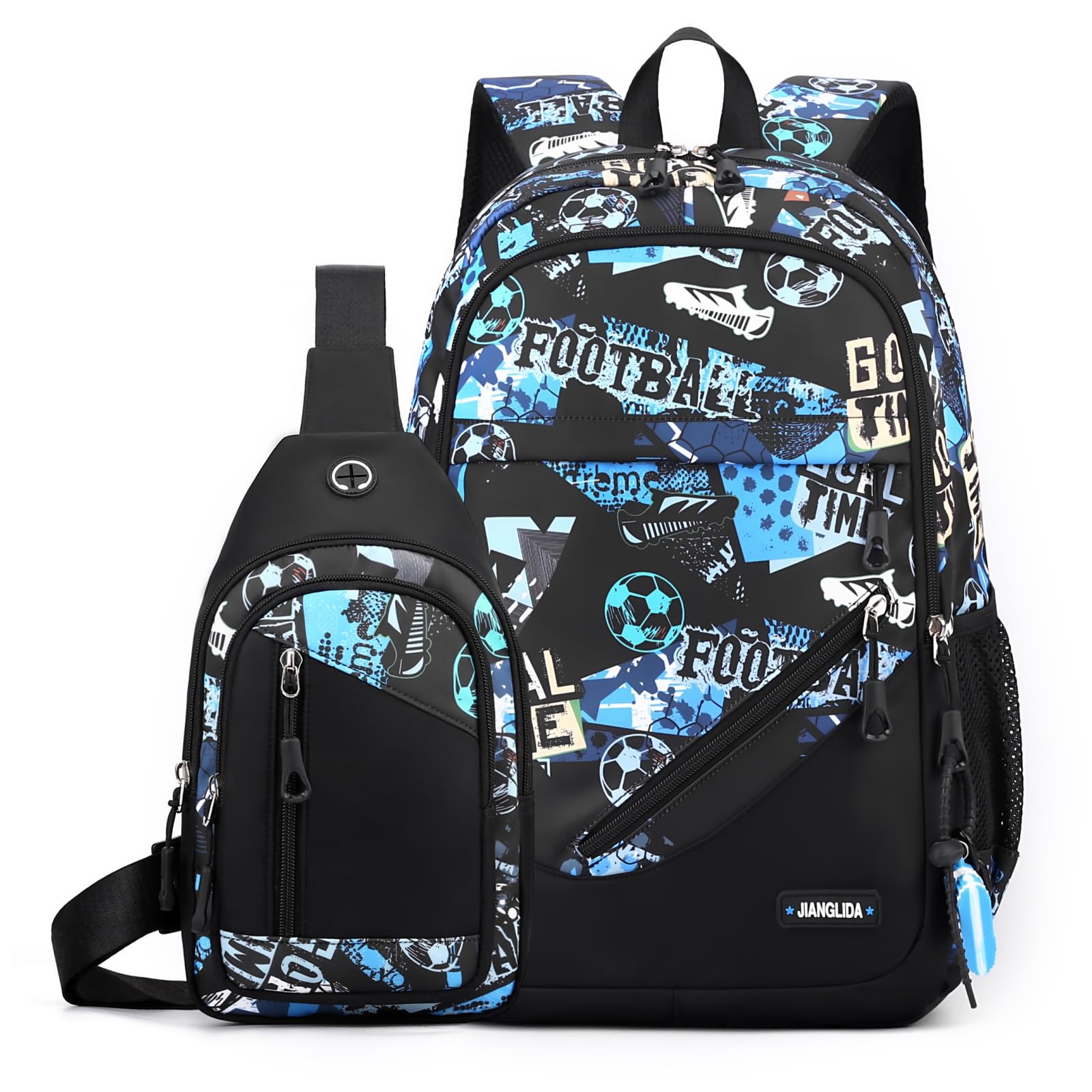 Amythe Mochila Escolar para Adolescentes-Incluye Bolsos Cruzados-Mochila Juvenil Elegante Grande y Versátil para Colegio e Instituto, Regalo para Niños Niñas de 10 12-18 Años, Azul