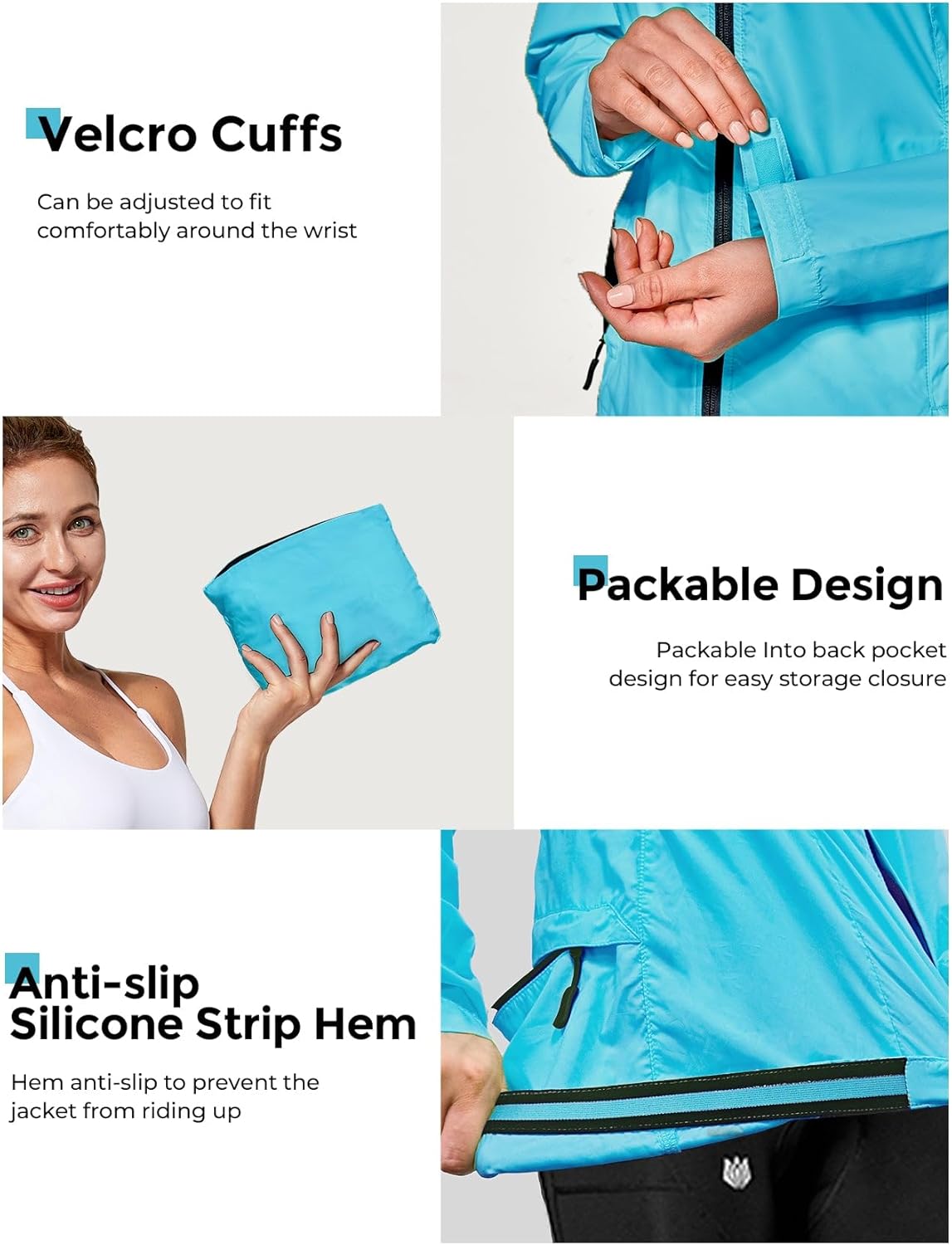 FitsT4 Sports Women's Cycling Running Jackets Lightweight Windproof Bike Windbreaker Reflective with Hooded - Image 6