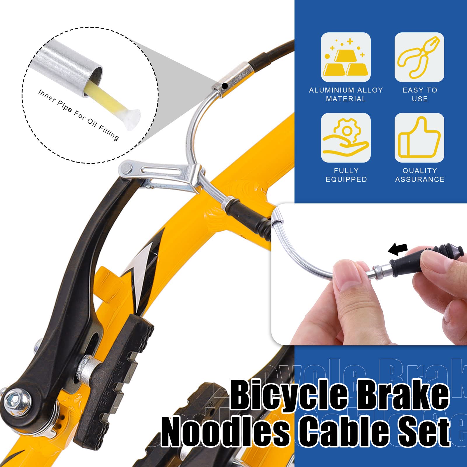 Glarks 73 pezzi kit alloggiamento cavo freno bici incluso linea freno bicicletta, V Bike Brake Noodle cavo guida tubo e tubo flessibile, alloggiamento cavo cambio bicicletta e tagliacavi per strada