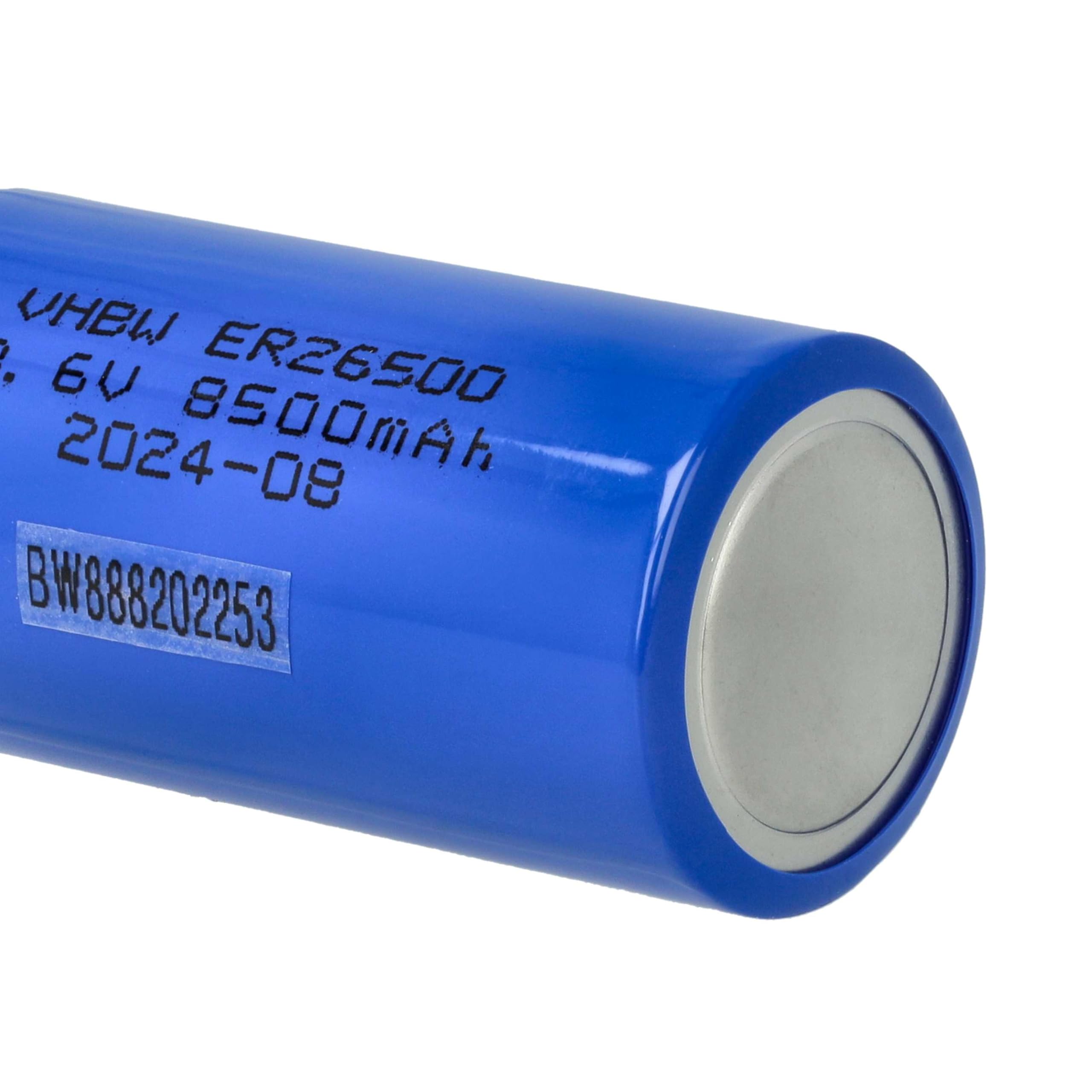 vhbw 10x pila cilindrica al litio ER26500 (Size C) - Batterie primarie (8500mAh, 3,6V, Li-SOCl2)