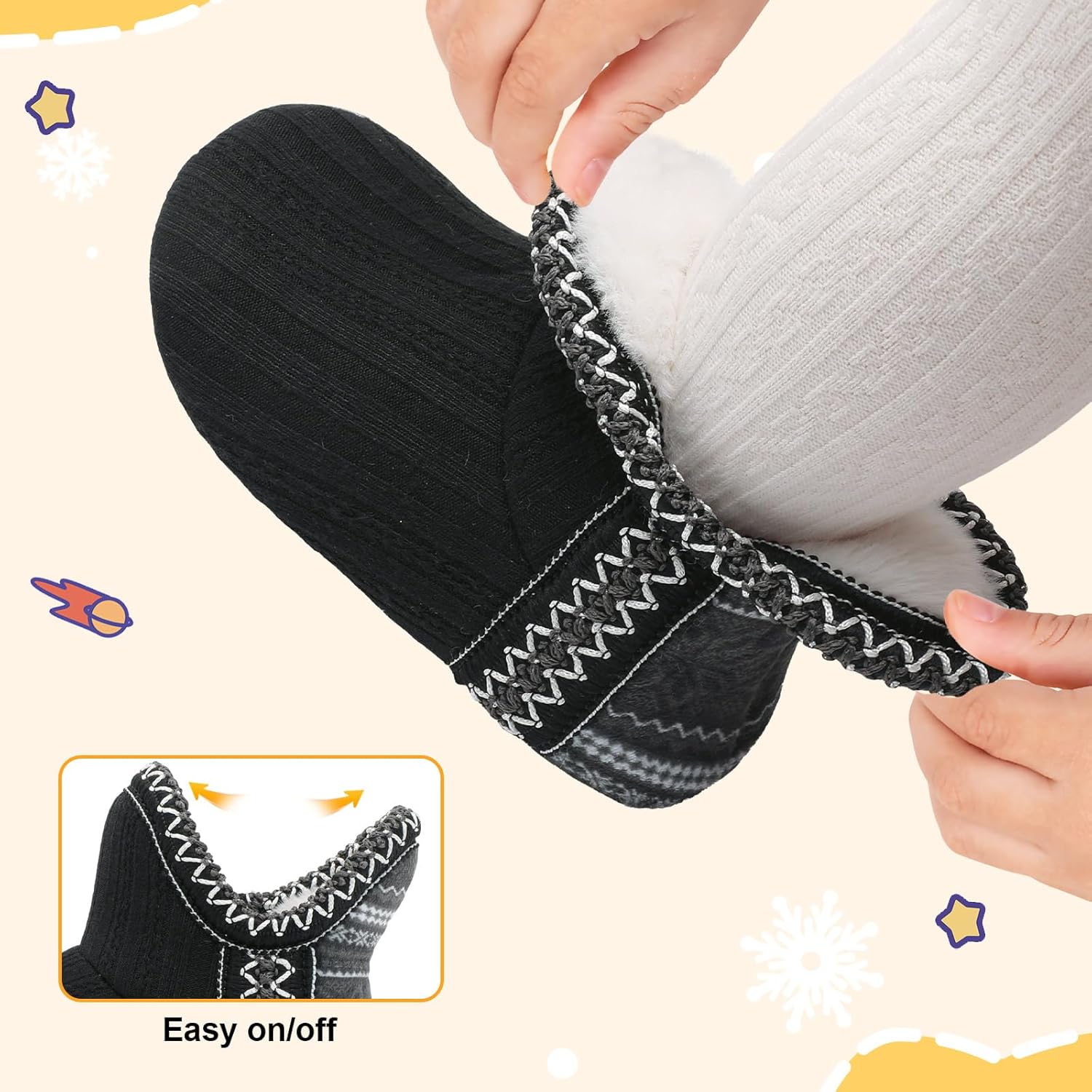 LeIsfIt Toddler Slippers Boys Girls Cozy Warm House Shoes Kids Non-slip Winter Slipper Booties Slip on Plush Lining Sock Slippers - Image 3