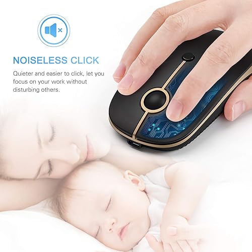 Miniatura 43 de Ratón inalámbrico tipo C, Vssoplor USB C MacBook, mouse inalámbrico de modo dual 2.4G con Nano USB y receptor tipo C compatible con PC, laptop