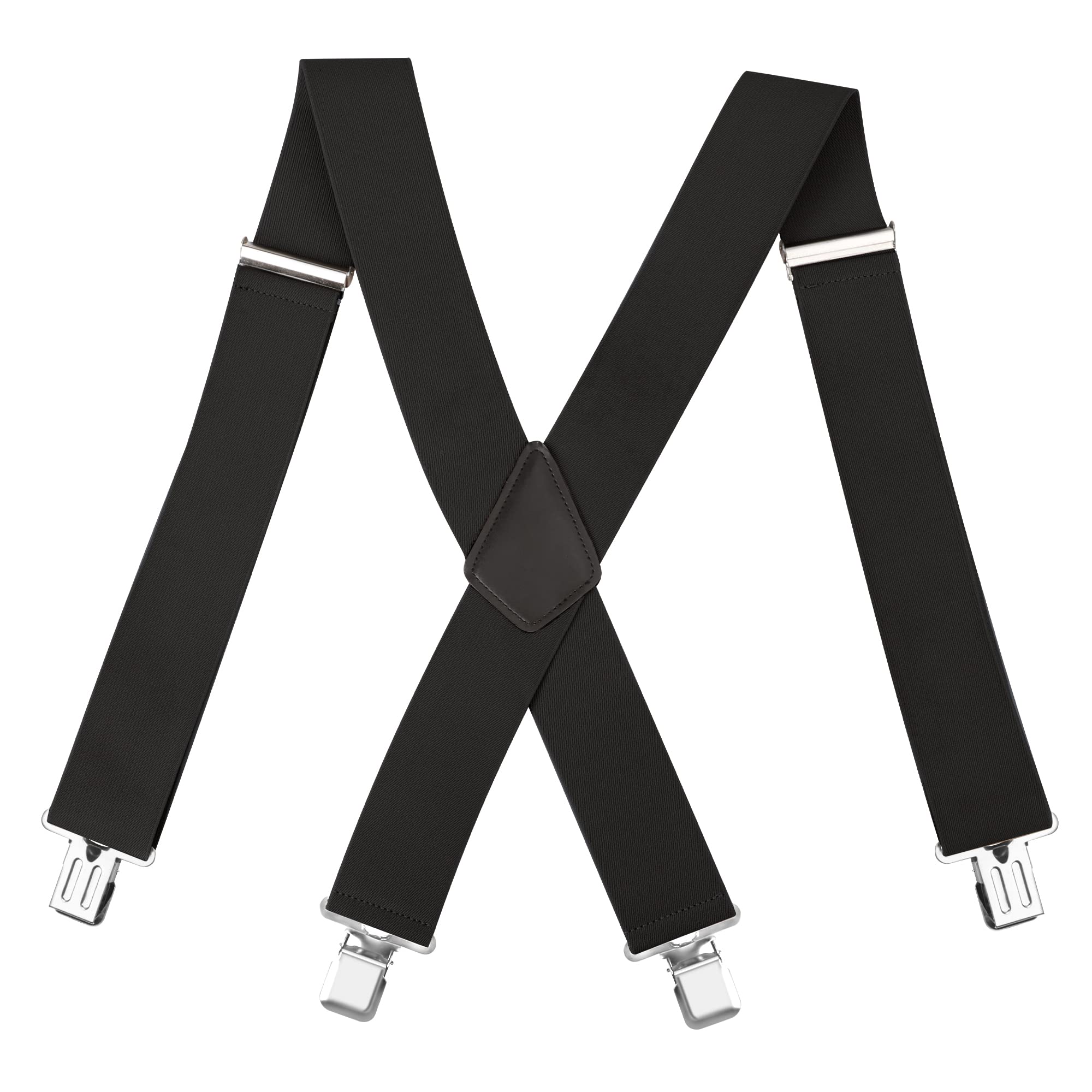 LoonTien BroClothMens Braces For Trousers 4 x Strengthened Clips,Elastic Adjustable X Shape Trouser Braces With Clips,Heavy Duty Trouser Braces With Clips