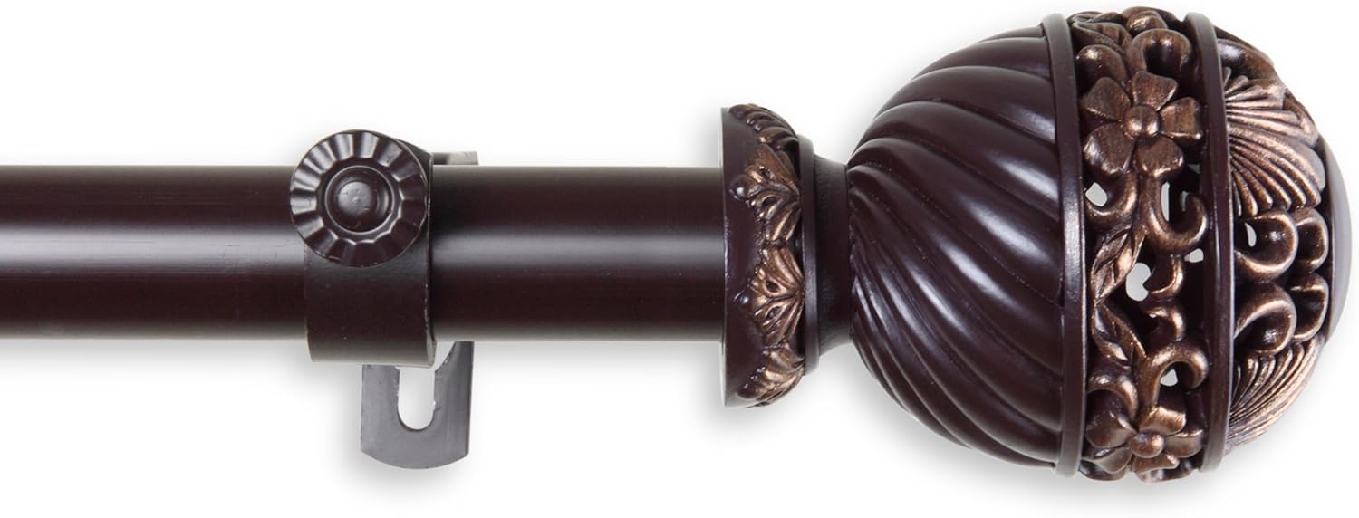 A&F Rod Décor - Sonnet Curtain Rod 1 inch diameter, 48-84 inch - Mahogany