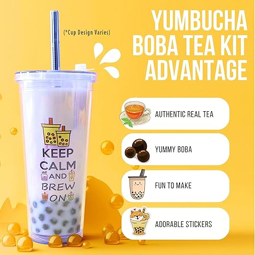 Miniatura 24 de YUMBUCHA Boba Kit - Kit de fabricación de té Boba DIY con perlas de fresa oolong y tapioca - Crea 10 deliciosas bebidas - Exquisitas bolsitas de té