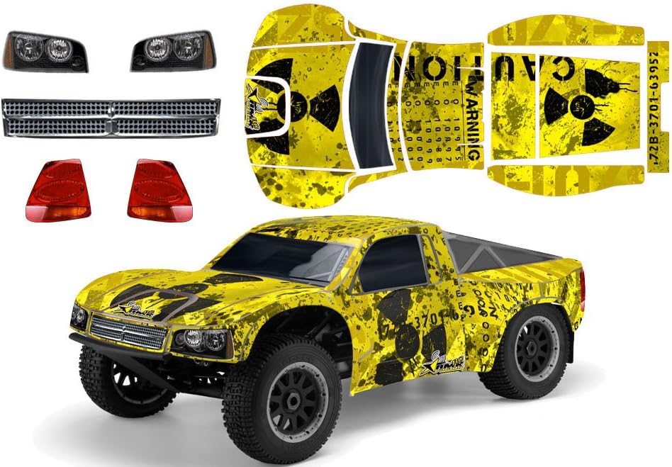 AMR Racing RC Graphics kit Sticker Decal Compatible with Losi Ten-SCTE 1/10 #LOSB8028 - Meltdown Black/Yellow