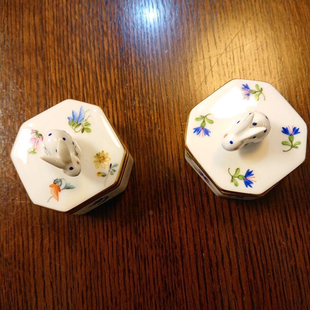 ヘレンド 八角形 手描き 兎のつまみ付きボンボン入れ 2種類 Amazon.co.jp: ヘレンド 八角形 手描き 兎のつまみ付きボンボン