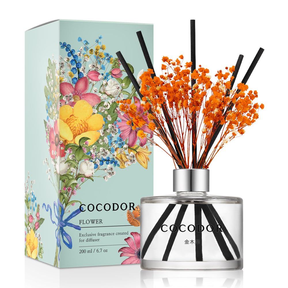 COCODOR ココドール フラワーディフューザー 金木犀(キンモクセイ) 200ml リードディフューザー スティック付き ルームフレグランス 芳香剤 部屋用 ギフトプレゼント