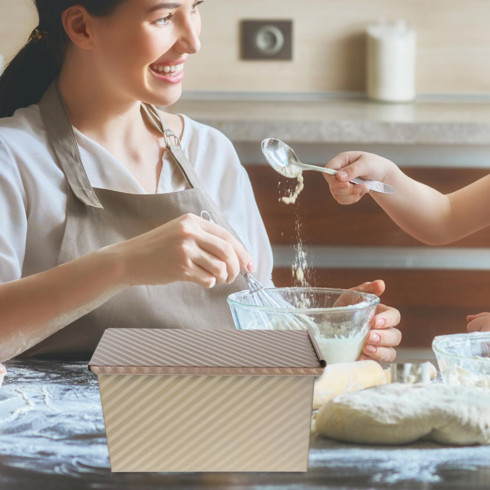 MAGICLULU Rechteckige Brotbackform mit Deckel Kastenform zum Brotbacken für Toast und Kuchen Antihaft-brotform für Küche und Bäckerei
