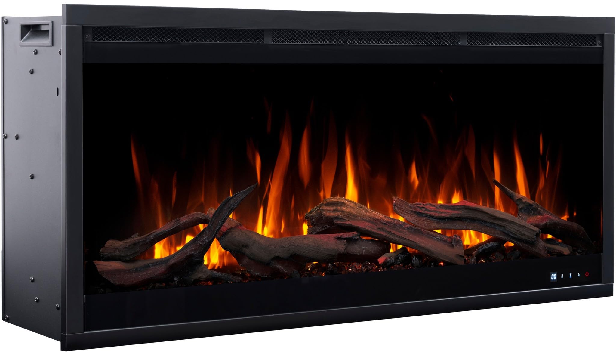 Aflamo Royal 3D kominek elektryczny do zabudowy, realistyczny efekt płomienia LED, funkcja ogrzewania, efekt płomienia 3D, efekt płomienia (160 x 48 x 22)