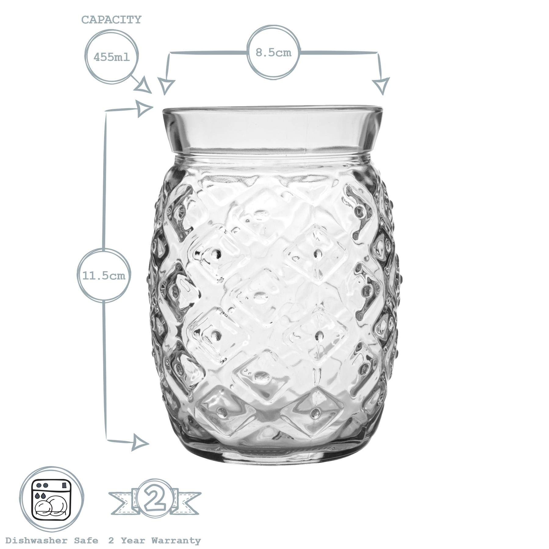 Bormioli Rocco 24 Piece Ananas Sour Cocktail Verres Set - Tiki Bar Tropical décoratif Potable Gobelets - 455ml