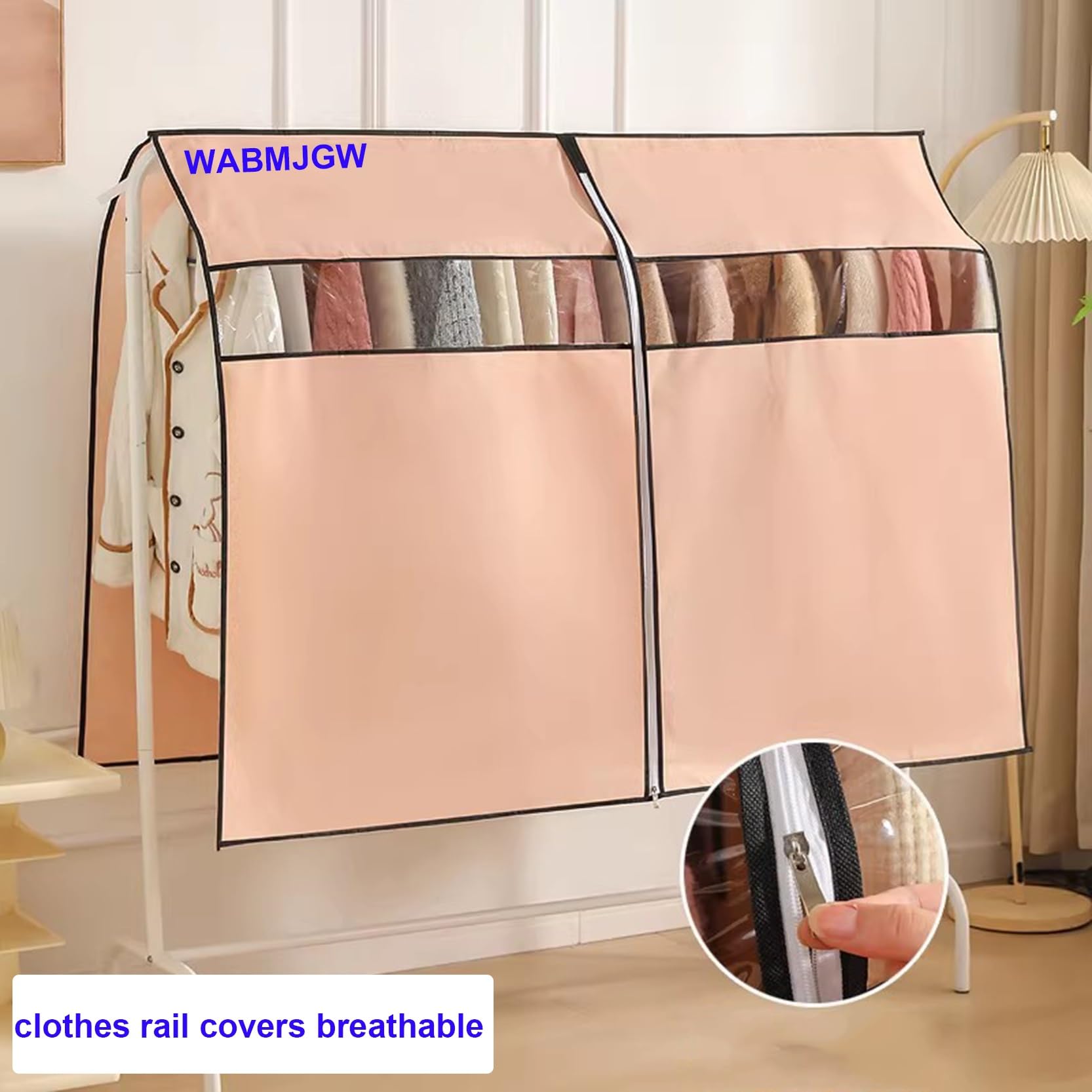Kleiderhülle mit Reißverschluss und transparentem Fenster, staubdichter und atmungsaktiver Schutz für Anzüge, Mäntel, Kleider und Jacken, Länge 60-150 cm, Höhe 120 cm/150 cm