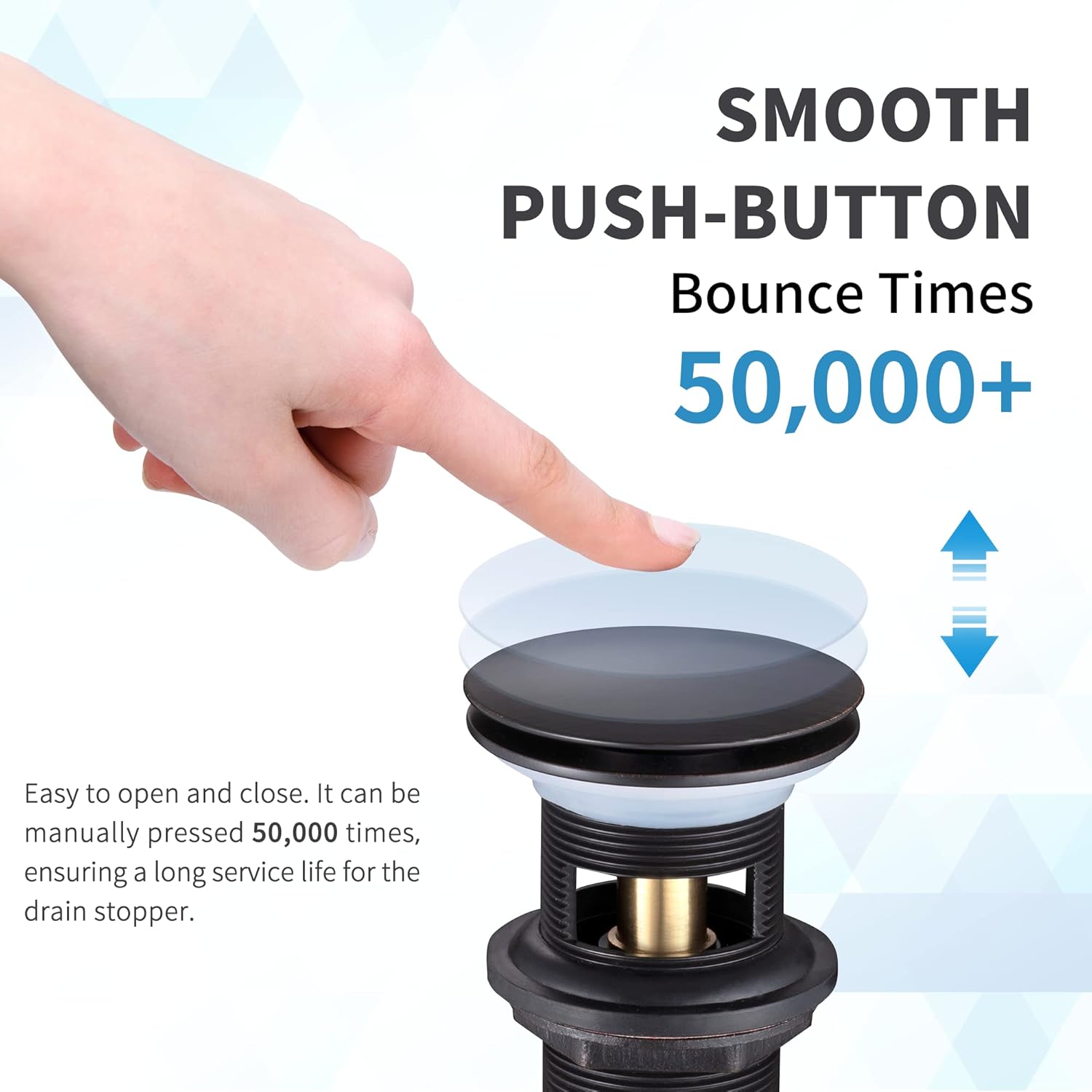 HEATGENE Venetian Bronze Bathroom Sink Drain, Pop Up Drain Stopper, Fits 1-1/2" Opening with a 1-1/4" Tailpiece