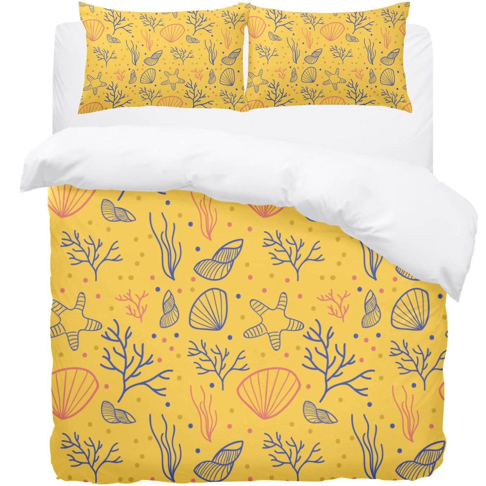 Housse de couette douce motif marin jaune pour une ambiance de chambre estivale