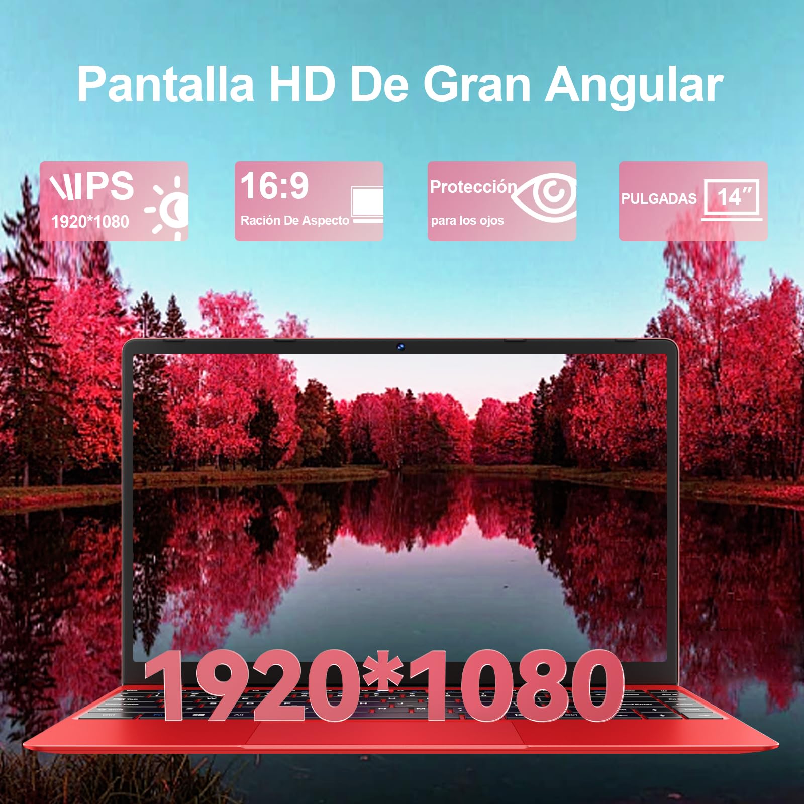 2026 Ordenador Portátil 14",6GB+256GB SSD Celeron N4020(hasta 2.8Ghz) Win 11 PC 1080P FHD WiFi 5G BT 4.2 Soporta 1TB SSD Expansión con Ratón Inalámbrico para Trabajo-Estudio-Aprendizaje , USBx 2-Rojo