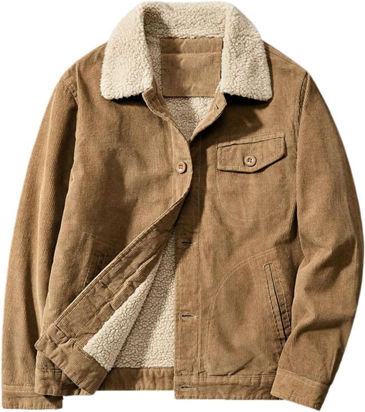 Men’s Winter Short Fleece Lined Workwear Bomber Jacket Thick Cotton Outerwear