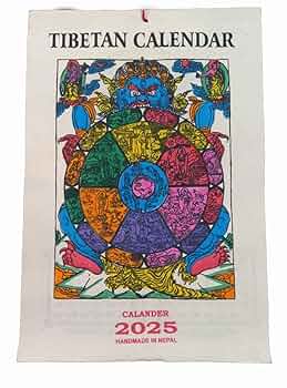 仏教の神々・グル達の壁掛けポスターカレンダー 12ページ　年代不明 仏教の神々・グル達の壁掛けポスターカレンダー 12ページ 年代不明