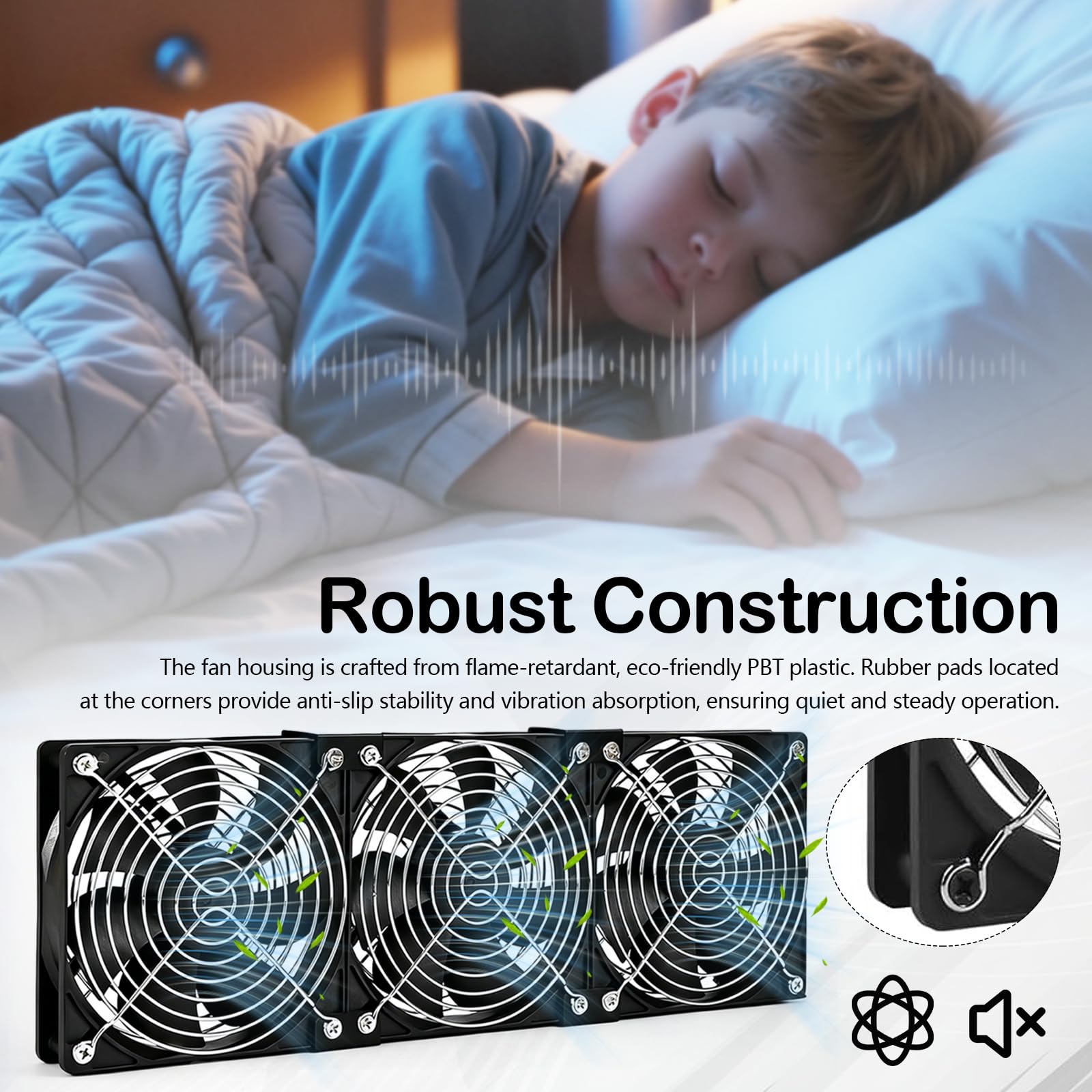 Lüfter, 120mm Gehäuselüfter 230V mit Drehzahlregler und Netzstecker Gehäuse Lüfter 3000 U/min Kühler für Serverracks Gastgeber Gewächshäuser sowie Fensterentlüftung und Kühlung (3, Schwarz)