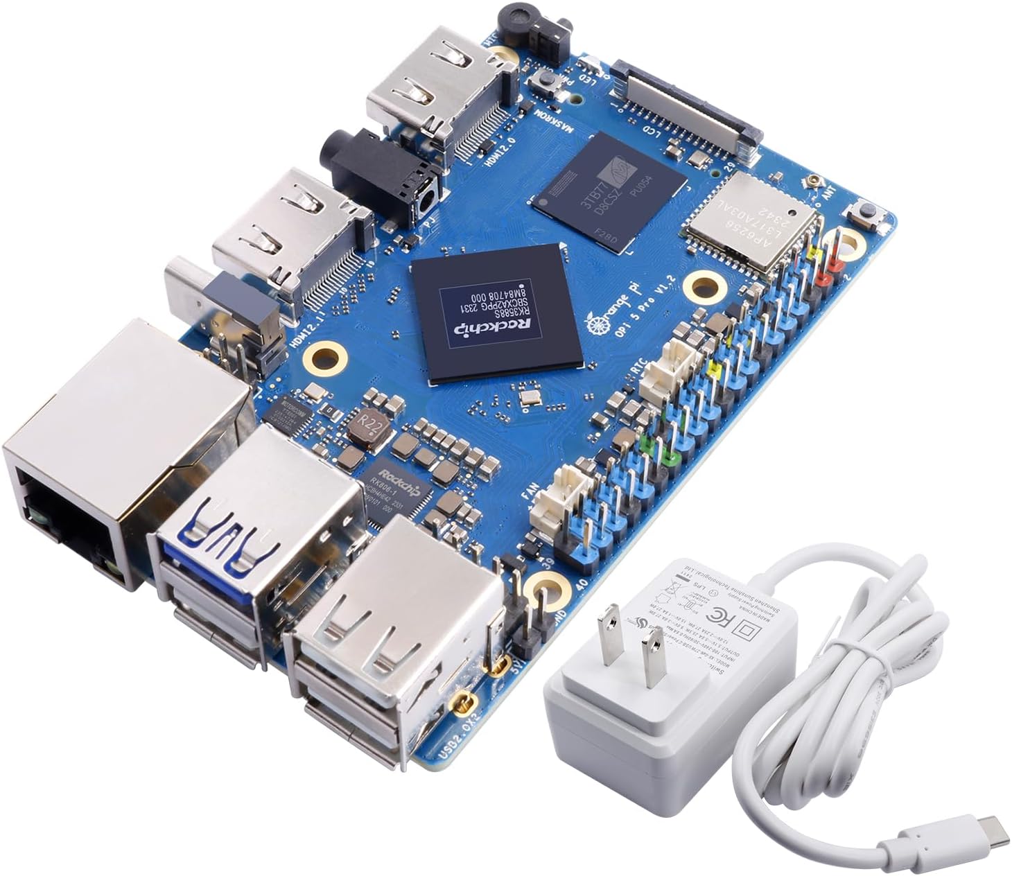 Generic Orange Pi 5 Pro 4GB LPDDR5 8 Core 64 Bit RK3588S Single Board Computer, 8K Video Decoding 2.4GHz Frequency WiFi Bluetooth Open Source Board Run Orange Pi OS, Android, Debian, Ubuntu