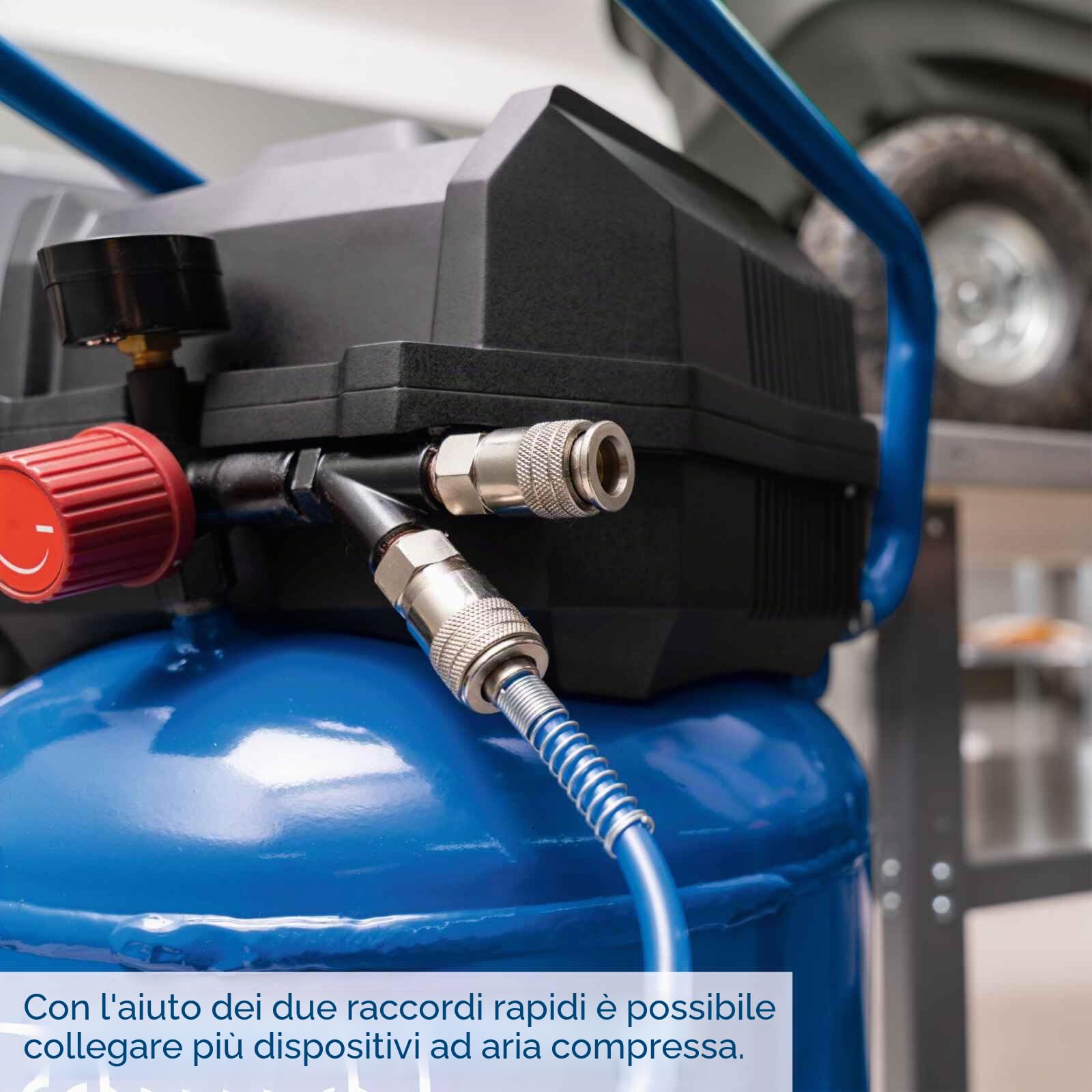 Scheppach Compressore d'aria compressa HC51 V, 1500 W, con pressione 10 bar, caldaia da 50 l, potenza di aspirazione 220 l/min | senza olio/bassa manutenzione | riduttore di pressione, dispositivo di