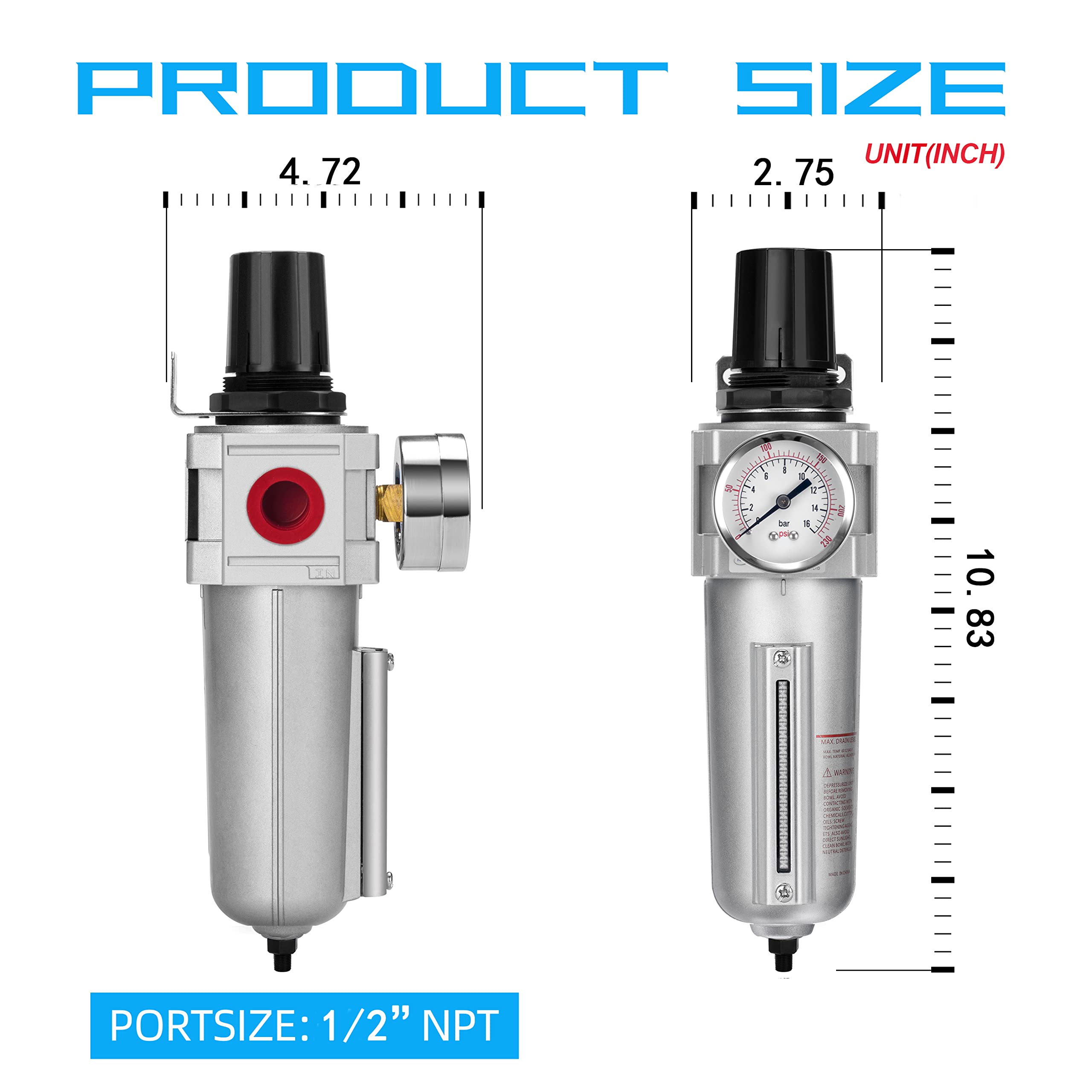 NANPU Industrial Grade Heavy Duty Particulate Filter & Air Regulator — Amazon image 5