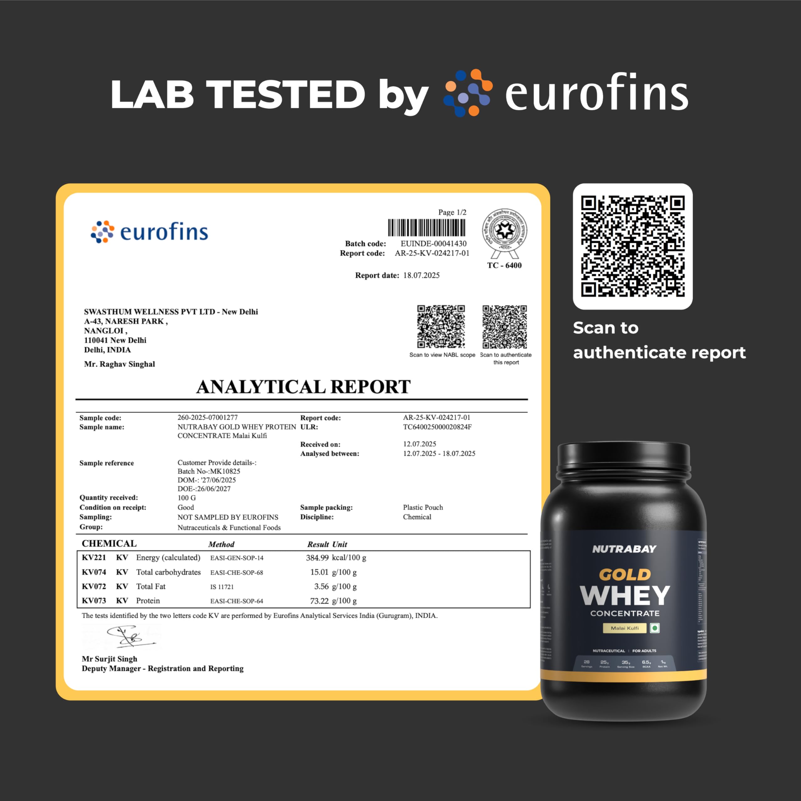 Nutrabay Gold Whey Protein Concentrate with Digestive Enzymes & Vitamin Minerals 25g Protein – Muscle Support & Recovery – 1kg, Malai Kulfi | Trustified Certified Authentic 3