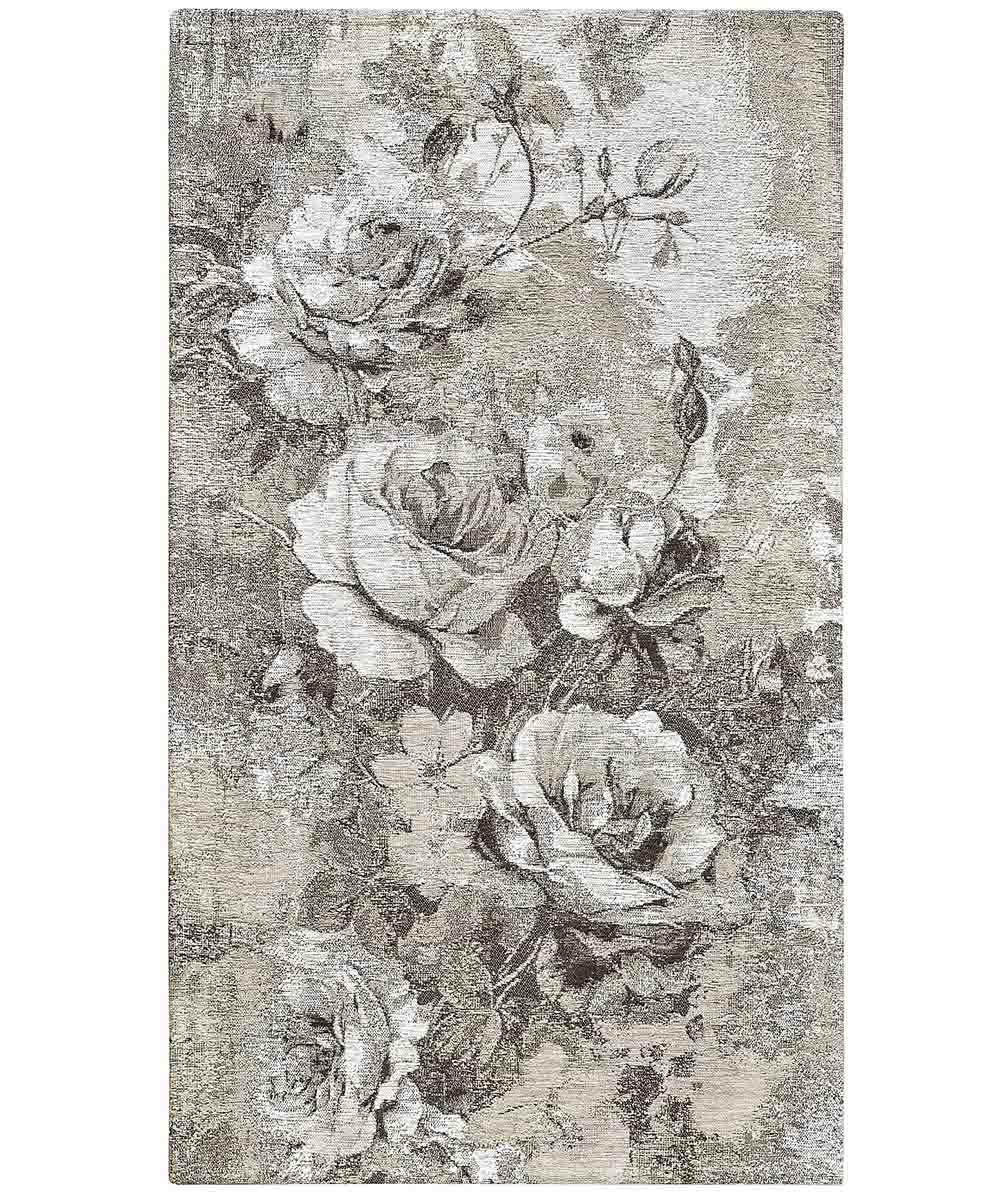Pierre Tappeti Arredo ROSE TORTORA salotto soggiorno camera, disegno floreale giardino fiorito, multiuso lavabile antiscivolo cm.115x175