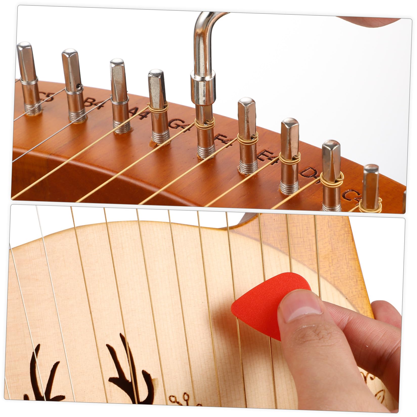 Set di Lira Strumento Musicale Portatile in Legno con 19 Corde, Chiave di Accordatura e Borsa per Principianti, Suono Chiaro e Regolazione Fine