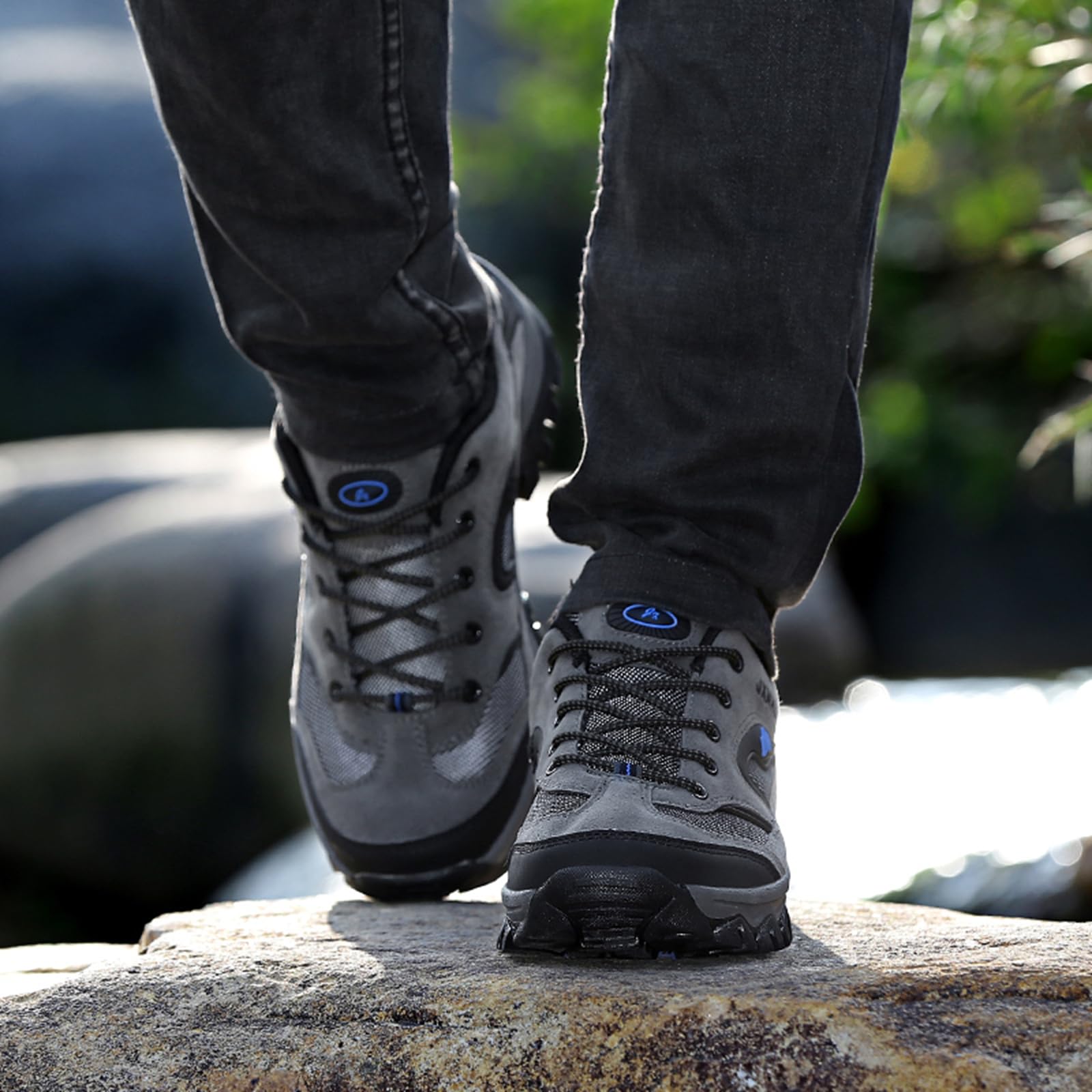 Męskie buty trekkingowe, lekkie, z ochroną kostek – oddychające buty trekkingowe na góry i na co dzień