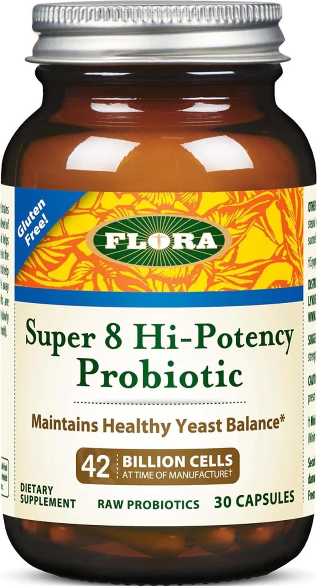 Flora Udo's Choice - Super 8 Probiotic 30 Count - 42 Billion CFU, High Potency, Vegetarian Probiotics for Women & Men, Yeast Balance 30 Count (Pack of 1)