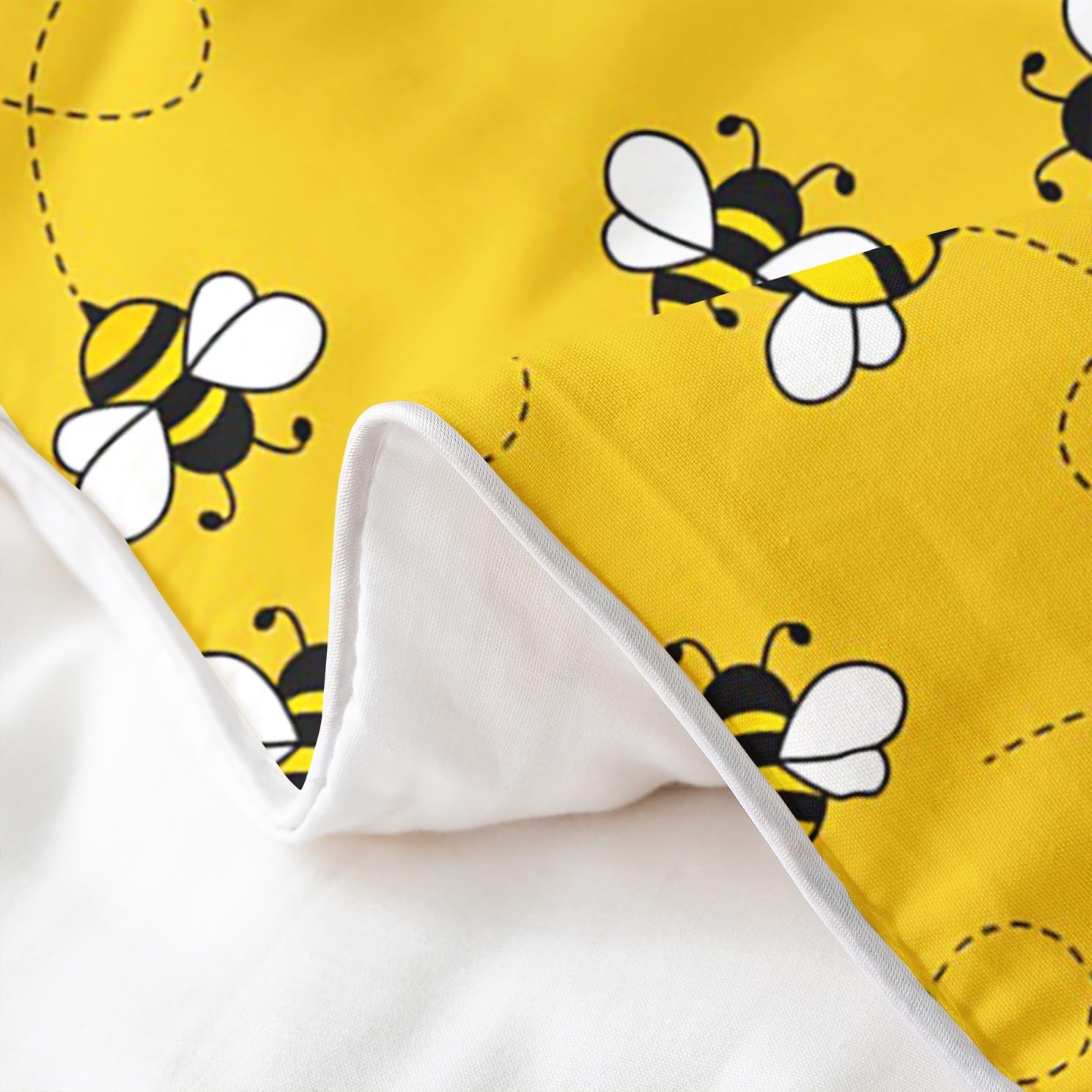 Loussiesd Süße Bienen Baumwolle Bettwäsche Set 135x200cm, Biene und Blumen Bettwäsche Natur Frühling Garten Bieneative Bettbezug für Mädchen Jungen Gelb Schwarz