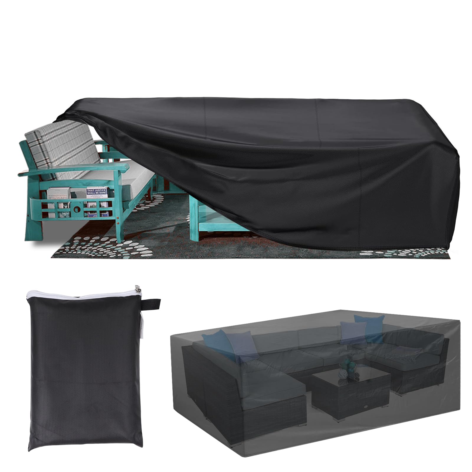 Patio Furniture Covers, 600D Heavy Duty Waterproof Patio Table Furniture Set Covers for Winter Outdoor Sectional Sofa Set Patio Table and Chair Set Cover, Rectangular 74'' x 47'' x 28''