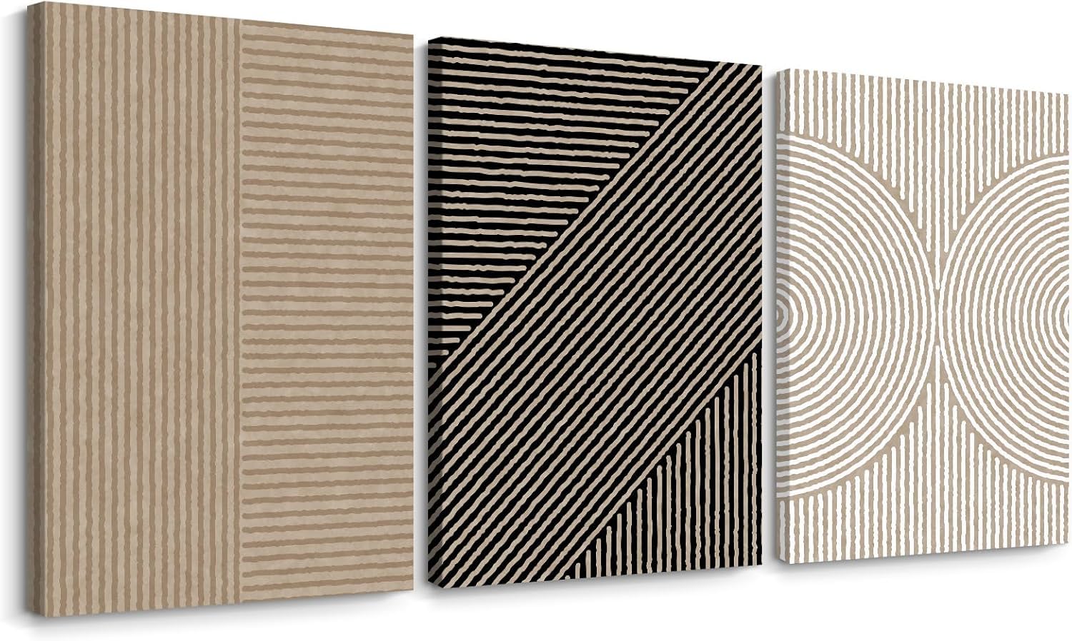 lianyibo Boho Modern Wall Art Neutral Abstract Minimalist Line Beige Brown Black Posters Prints for Living Room Bedroom Decor(60x90cmx3/Frameless)