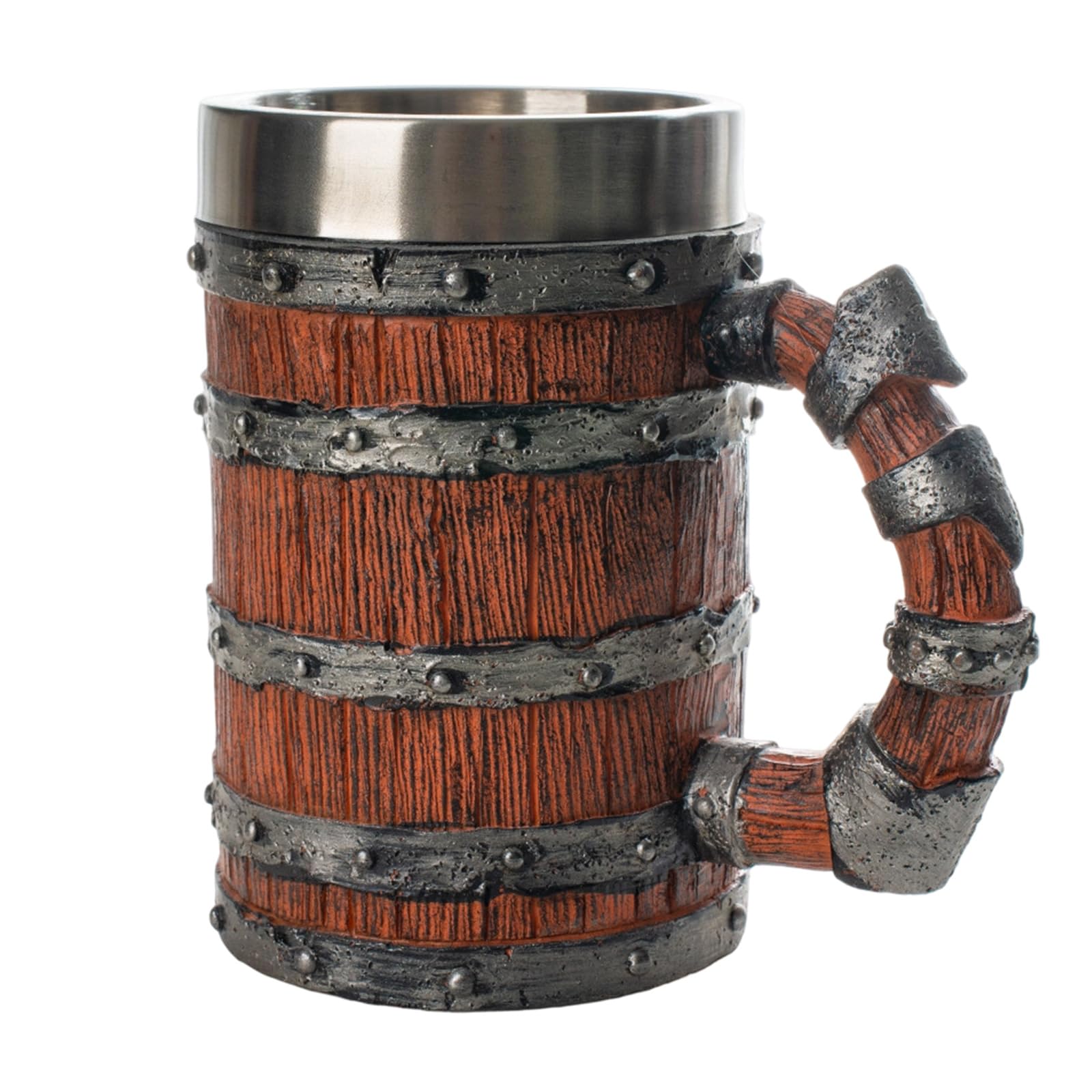 Qisuw Themed Tankard Resin Construction Cup Stainless Steel Lined Drinkware with Handle Thematic Restaurant Drinkware