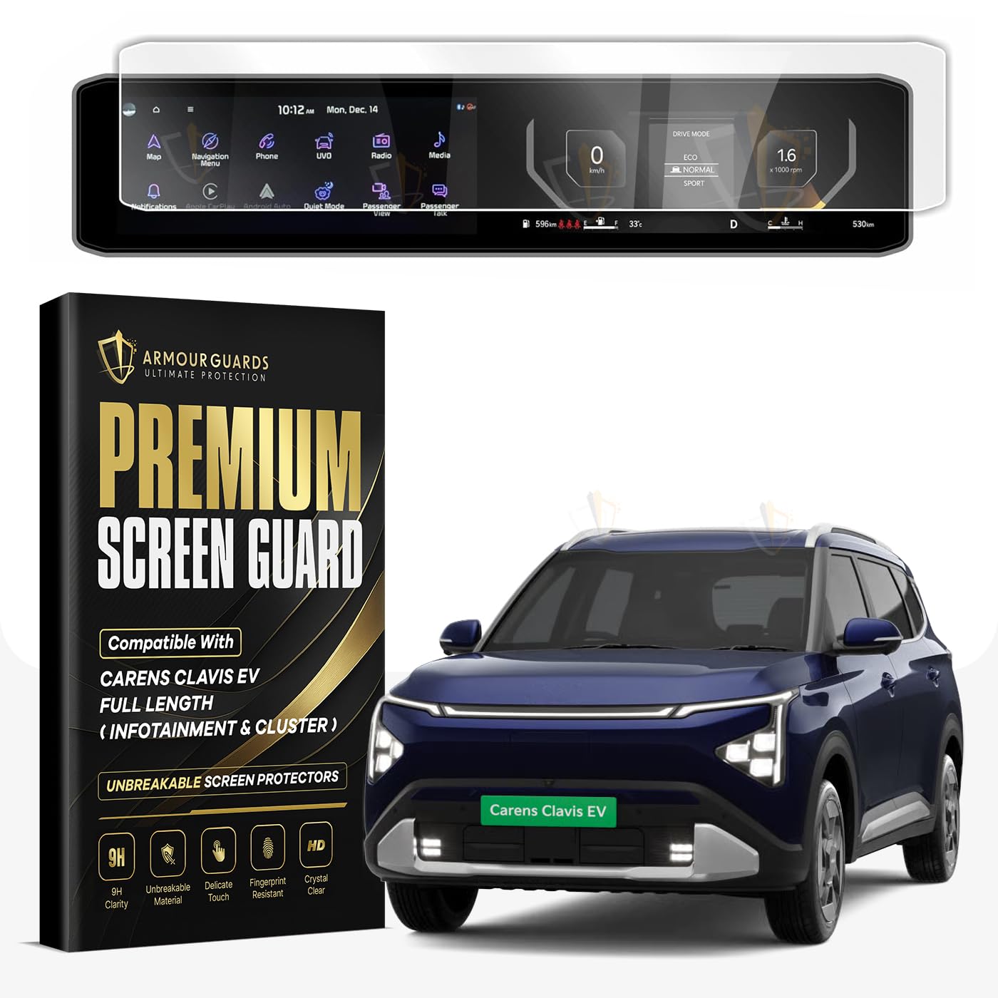 ARMOUR GUARDS Screen Guard For KIA CARENS CLAVIS EV (2025+) || 12.3 INCH FULL SCREEN Protector || HTK+ | HTX | HTX ER | HTX+ ER || Clavis Electric Car Display Accessories 2025 [NOT TEMPERED GLASS]-image-36