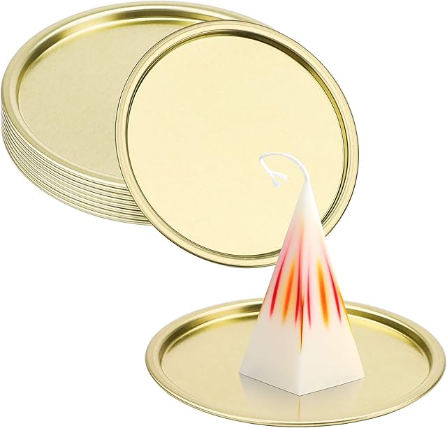 10 Pcs Candle Plates Metal Pillar Candle Holder Decorative Candle Tray Candlestick Candle Stand Tea Light Holder Table Decor for Incense Cones, Spa,Candles,Wedding,Home,Party