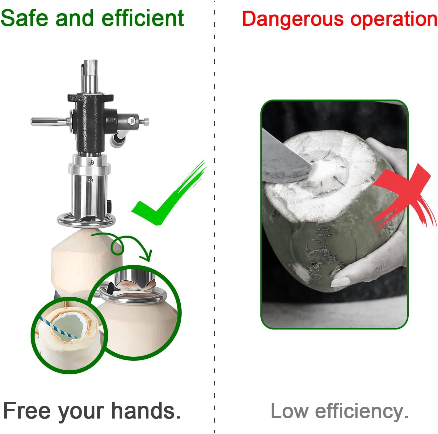 Kolice Coconut Opener Machine, Coconut Opener Tool, Manual Coconut Hole Opening Machine, Opener for Young/Tender/Hairy Coconut, Commercial or Home use Coconut Tool Opener