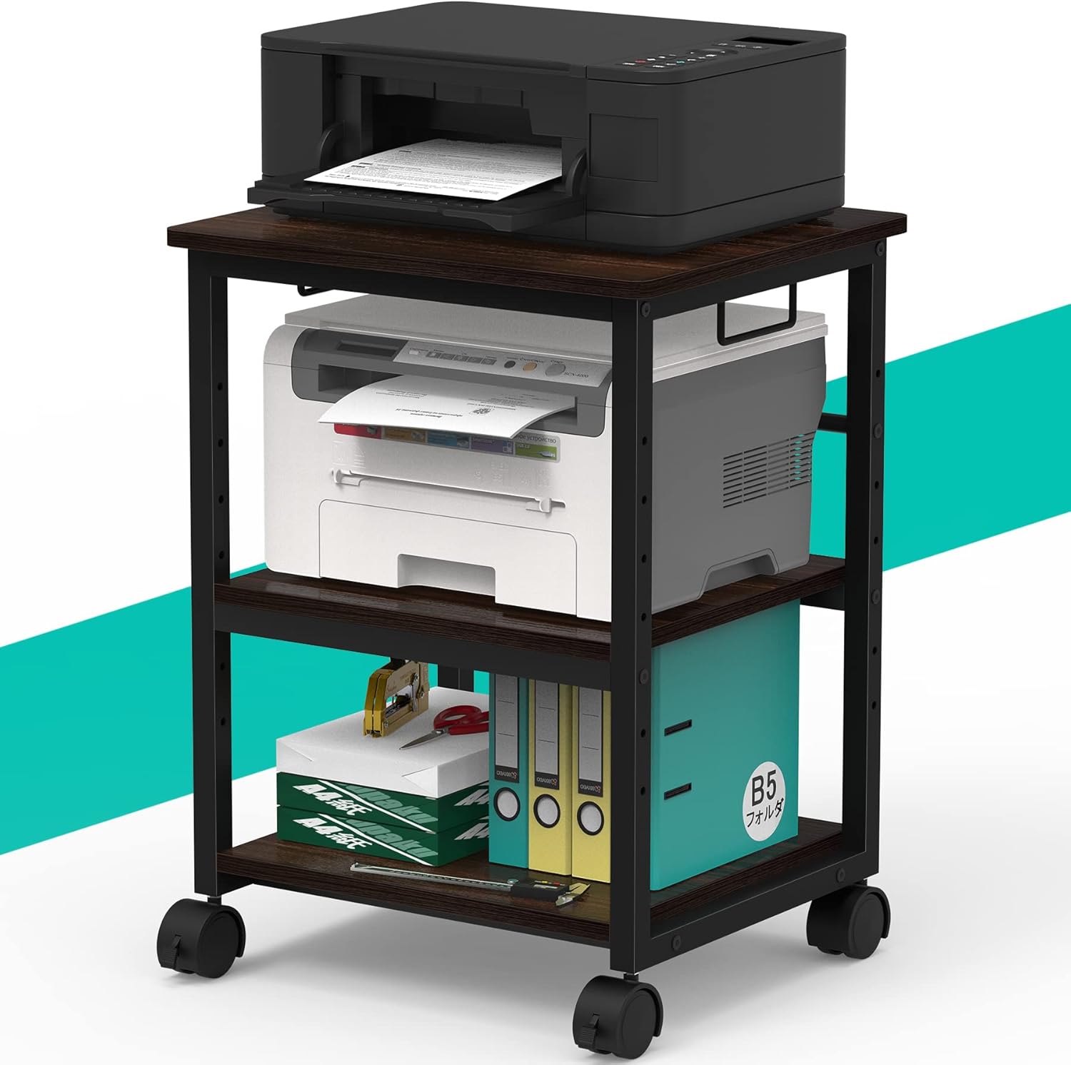 Amazon.co.jp Aka Supaku プリンター台 プリンターラック 幅60cm 3段 耐荷重130kg プリンターカート