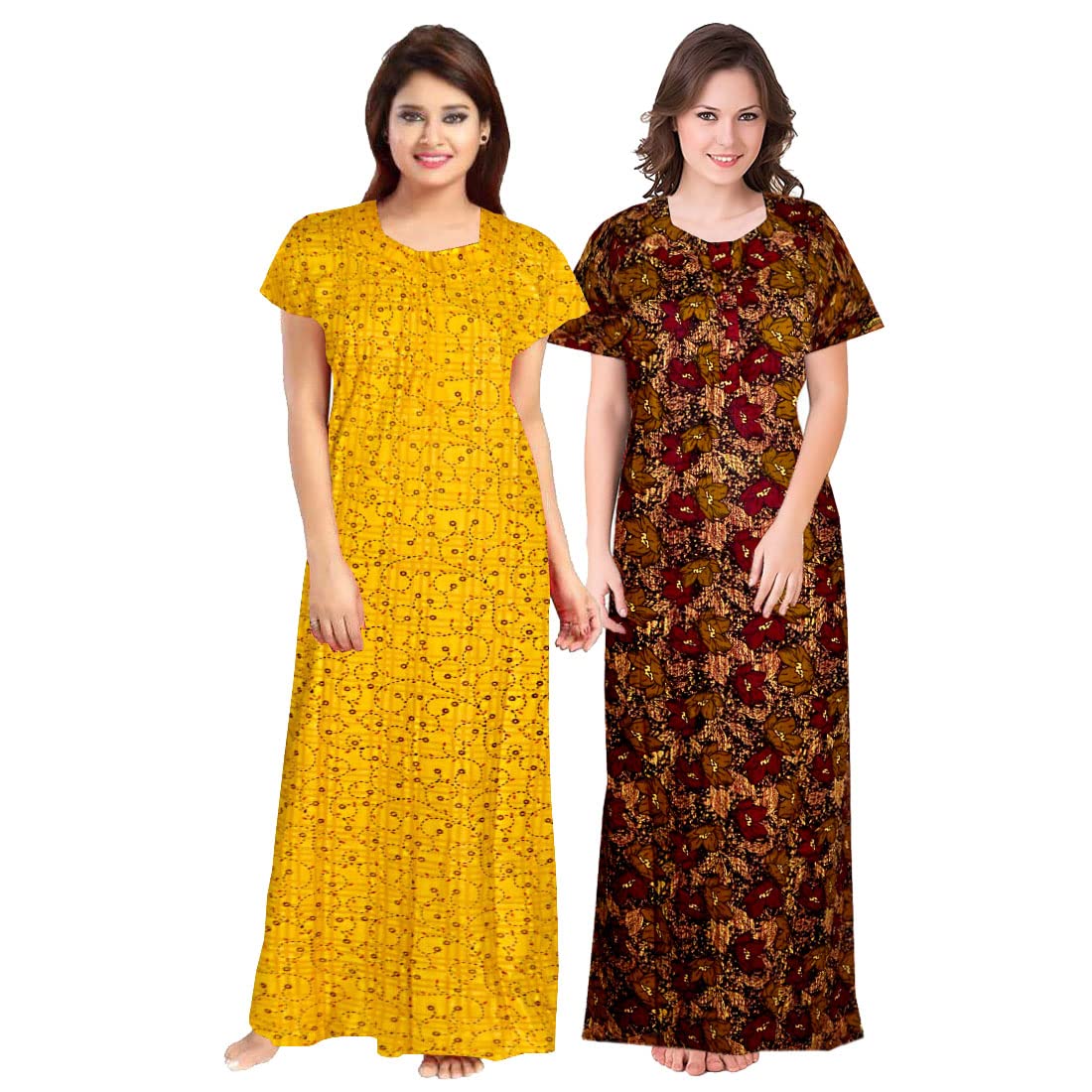 silver organisation Women's Cotton Printed Full Length Maxi Maternity Wear Nighties-picture-11