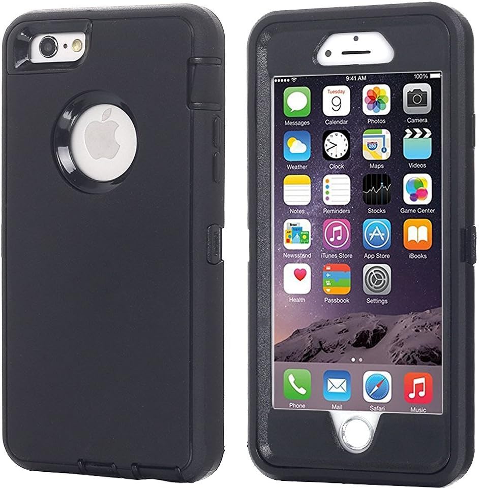 iPhone 6 Case, iPhone 6S Case [Heavy Duty] Built-in Screen Protector Tough 3 in 1 Rugged Shockproof Cover for Apple iPhone 6/6S (Black)