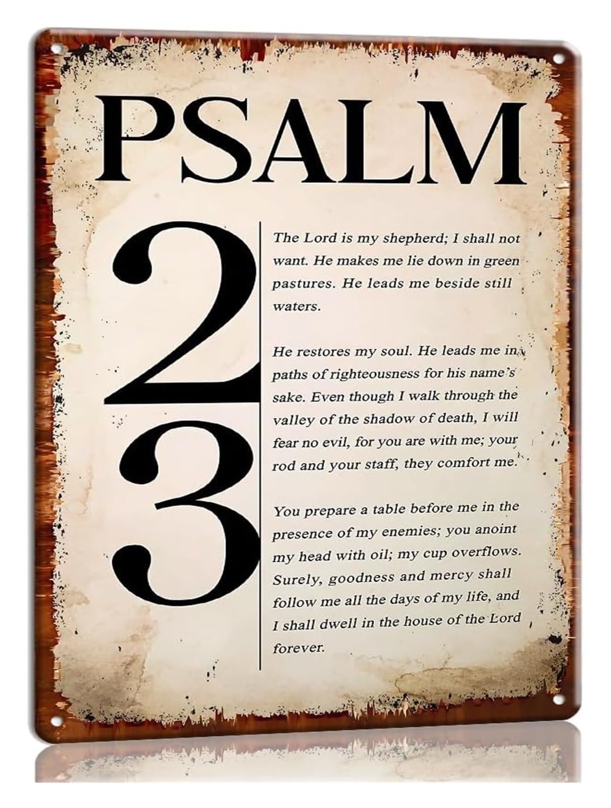 XHAJCSJWGD Religious Metal Sign Psalm 23 The Lord Is My Shepherd Bible Verse Wall Decor Christian Scripture Art for Bedroom Bath 8 X 12 inch