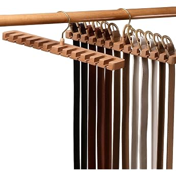Pack of 2 Belt Holders for Cupboard Belt Storage with 12 Slots Belt organiser hanger for cupboard space-saving for wardrobe suitable for belts and ties easy to hang