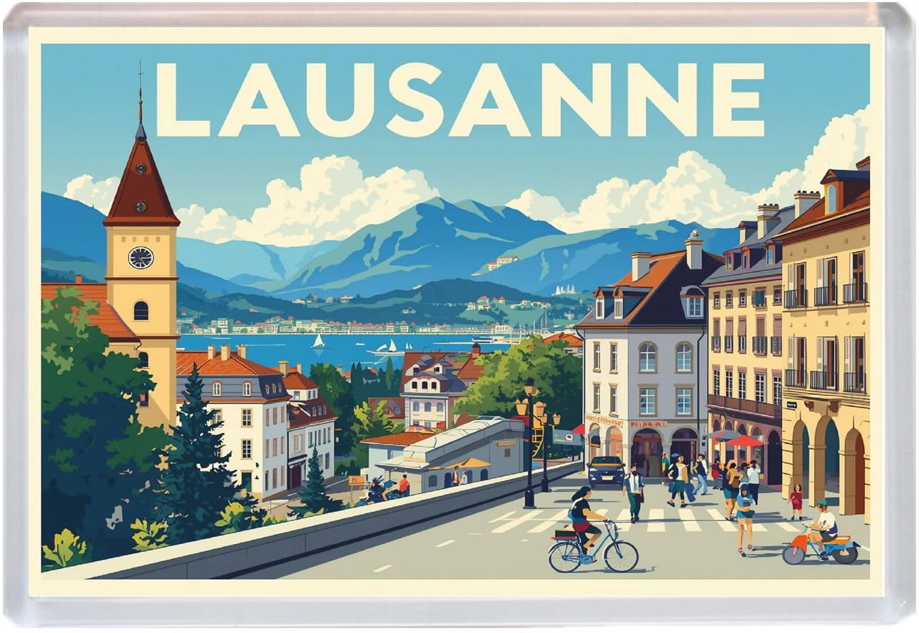Baked Bean Store Multicolor Lausanne - Switzerland - Jumbo Artistic Fridge Magnet 96 X 67Mm Bbsfhm3087