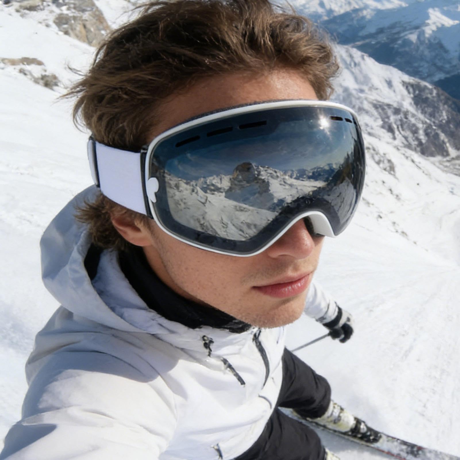 Occhiali da snowboard – Protezione UV anti appannamento – Maschera per lenti grandangolari – Occhiali da sci con cinturino regolabile, montatura antiurto | Sistema Clear Vision Uso esterno per