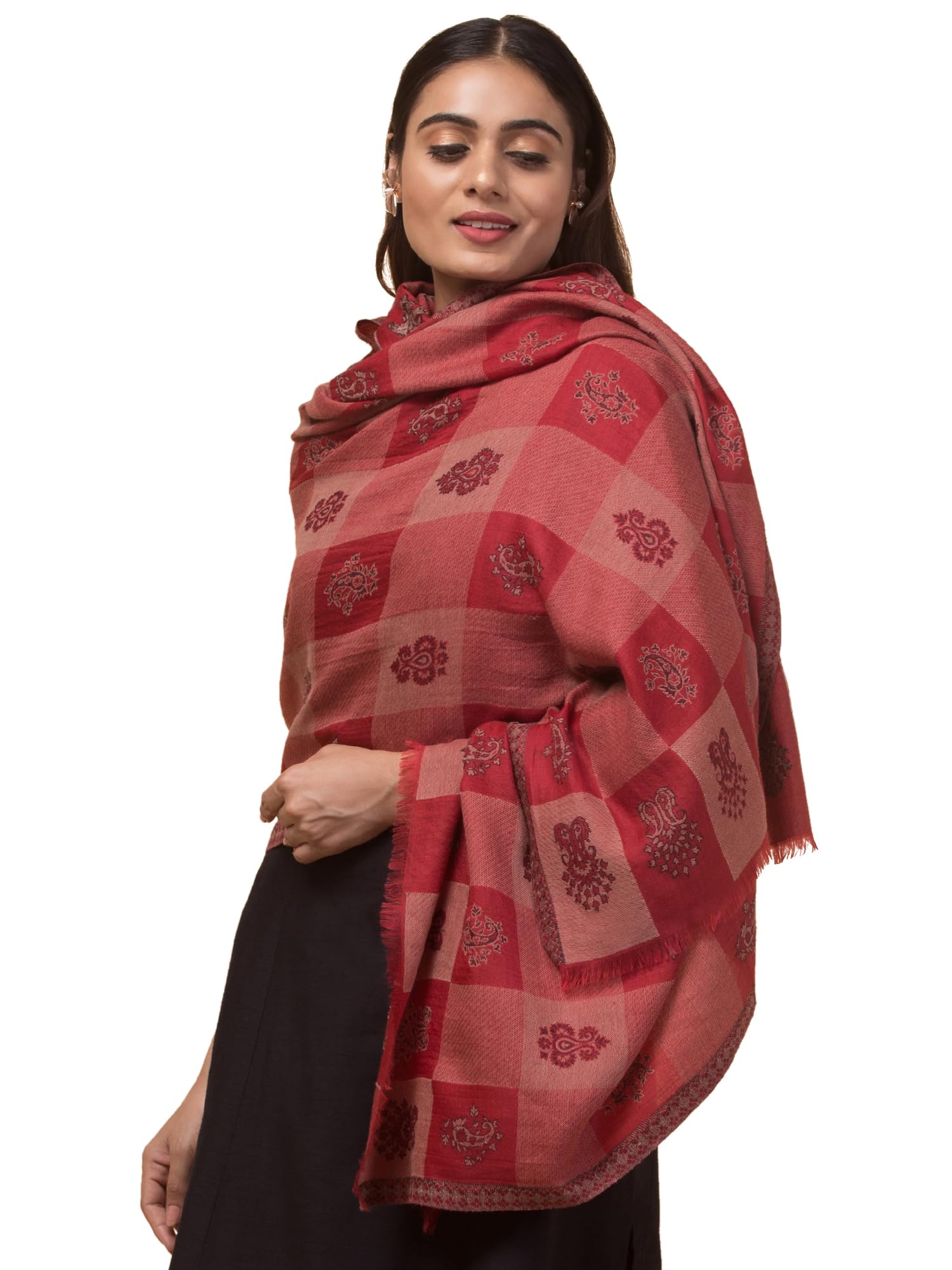 Pure Wool Women’s Shawl, Soft Pashmina Feel Shawl for Ladies, Woven Palla Design Winters Stole/Wrap (Size 40 x 80 Inches)-image-44